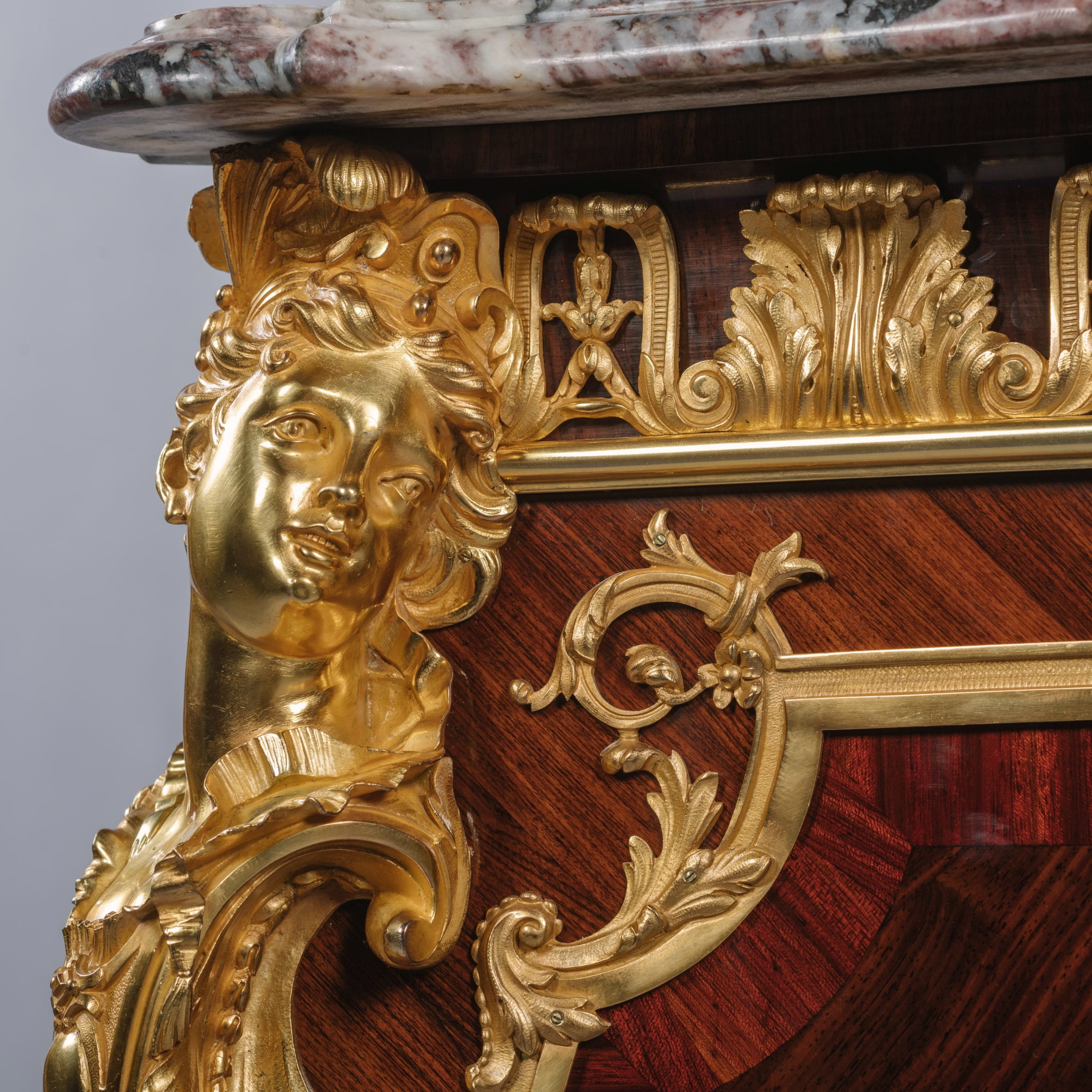 A Fine Vernis Martin Gilt-Bronze Mounted Side Cabinet with A Marble Top - Image 10