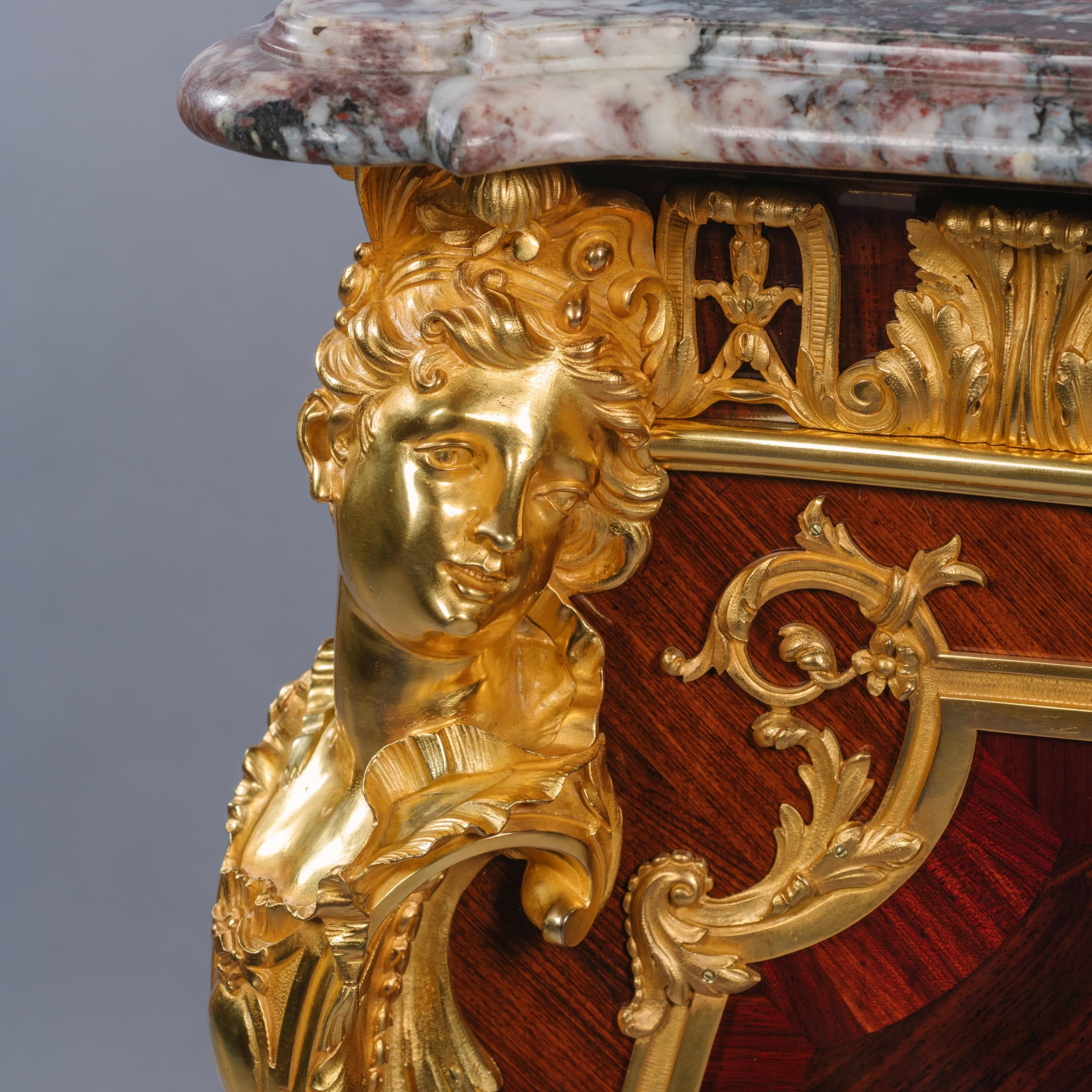 A Fine Vernis Martin Gilt-Bronze Mounted Side Cabinet with A Marble Top - Image 8