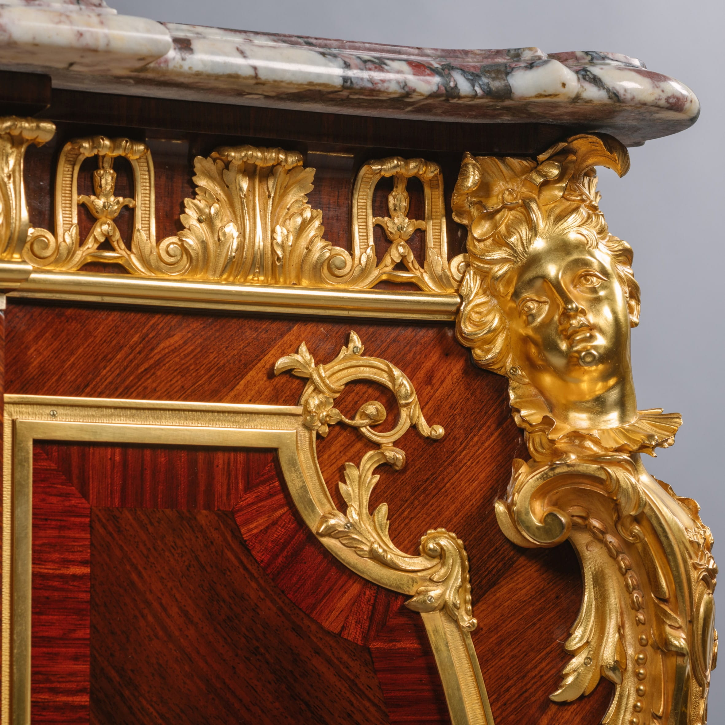 A Fine Vernis Martin Gilt-Bronze Mounted Side Cabinet with A Marble Top - Image 6