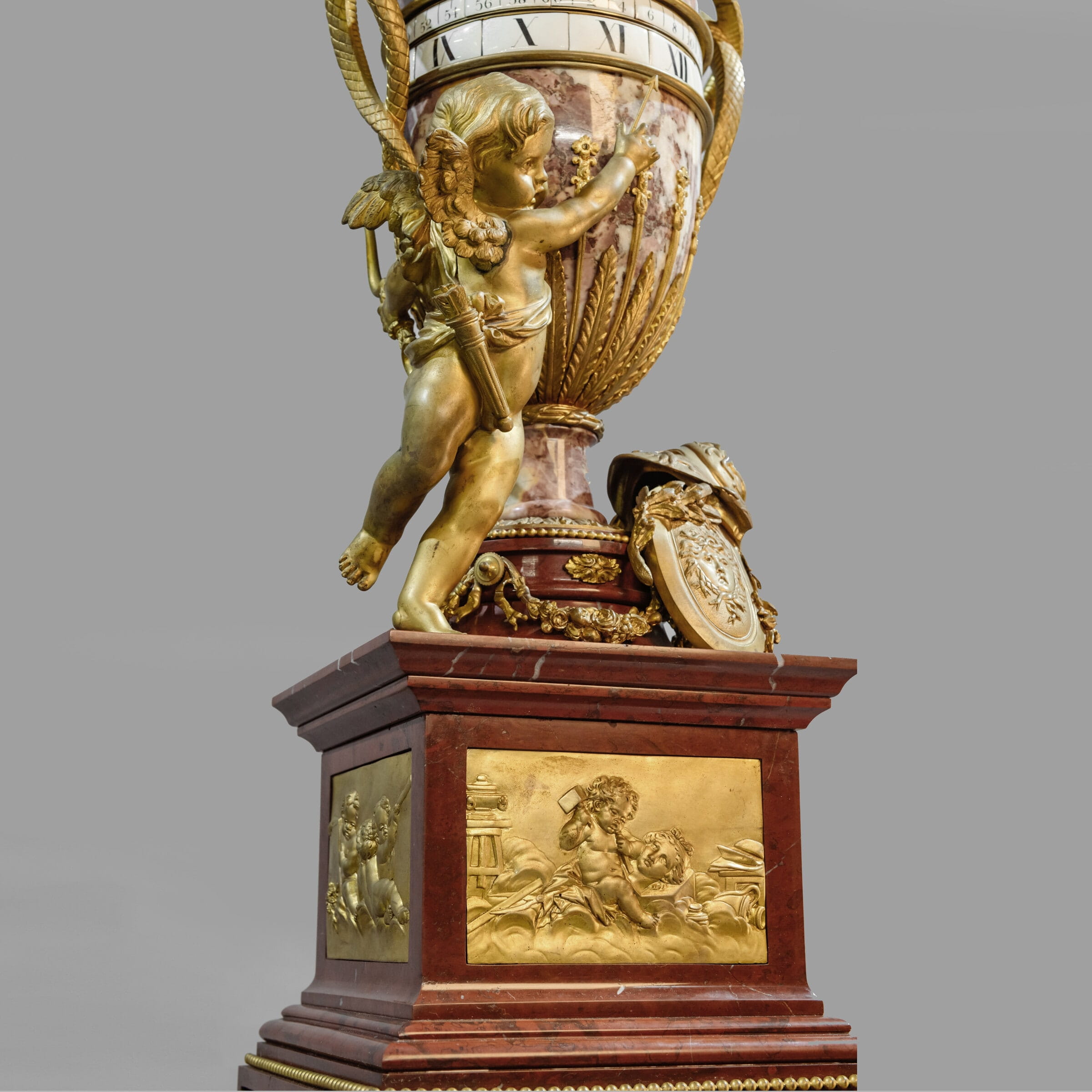 A Rare Louis XVI Style Gilt-Bronze Mounted Marble Annular Dial Pedestal Clock In The Manner of Jean-André and Jean-Baptiste Lepaute - Image 7
