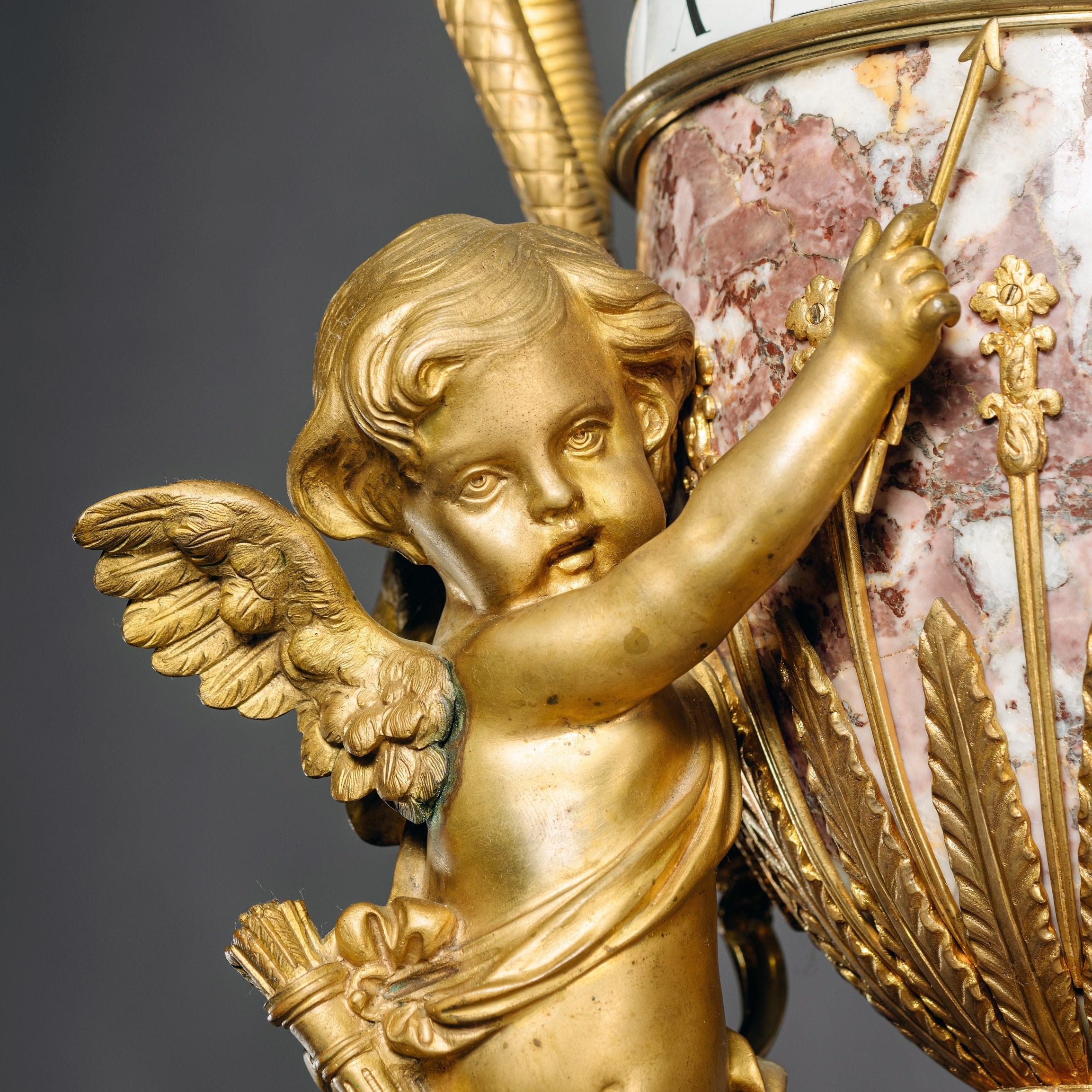 A Rare Louis XVI Style Gilt-Bronze Mounted Marble Annular Dial Pedestal Clock In The Manner of Jean-André and Jean-Baptiste Lepaute - Image 5