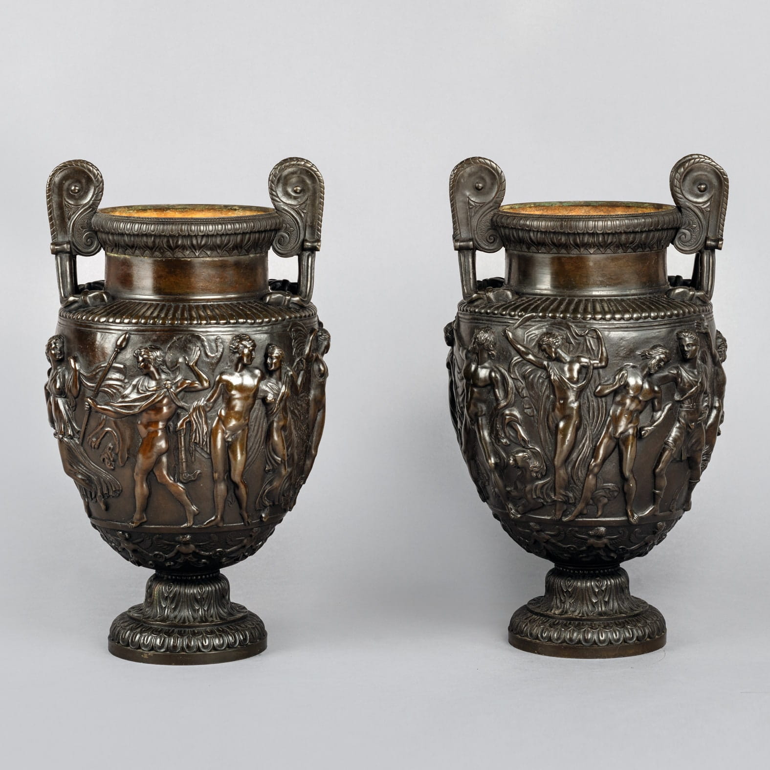 A Fine Pair of Patinated Bronze Models of the Townley Vase