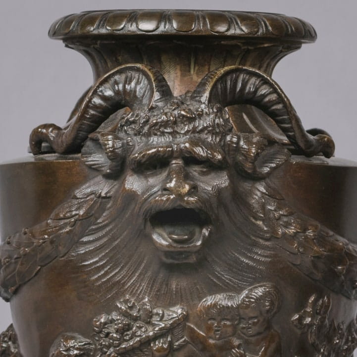 A Fine Pair of Patinated Bronze Bacchanalian Vases - Image 5