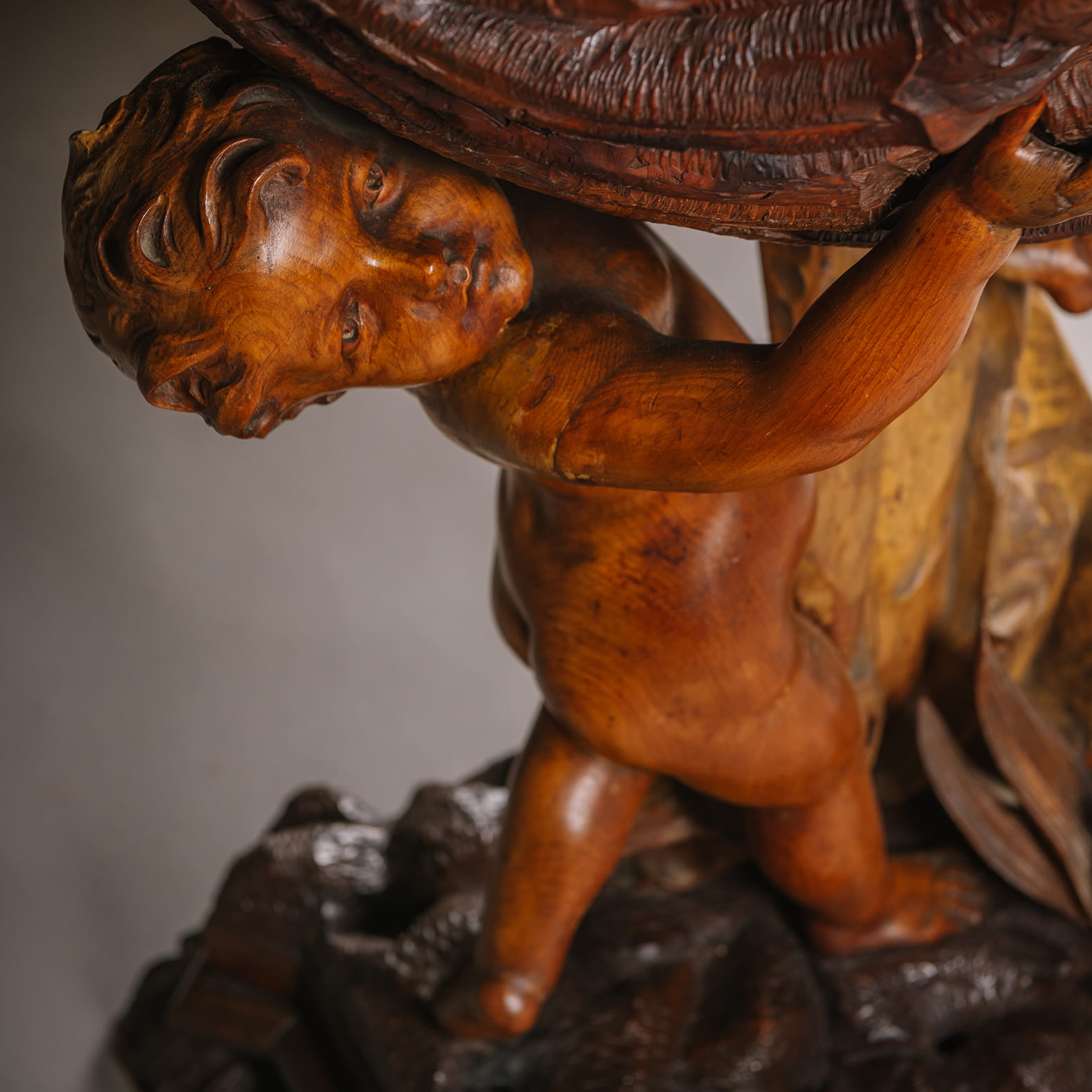 A Baroque Style Sculptural Carved Wood Cradle - Image 9
