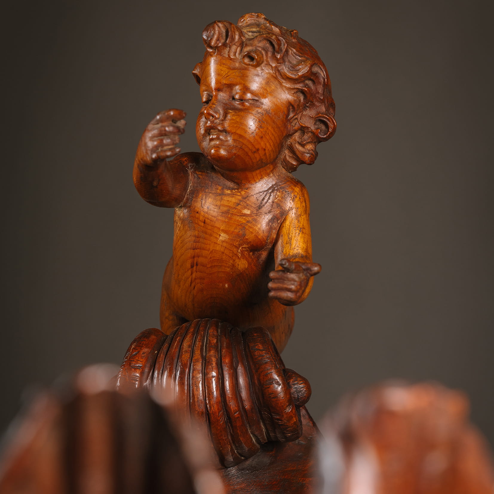 A Baroque Style Sculptural Carved Wood Cradle - Image 10