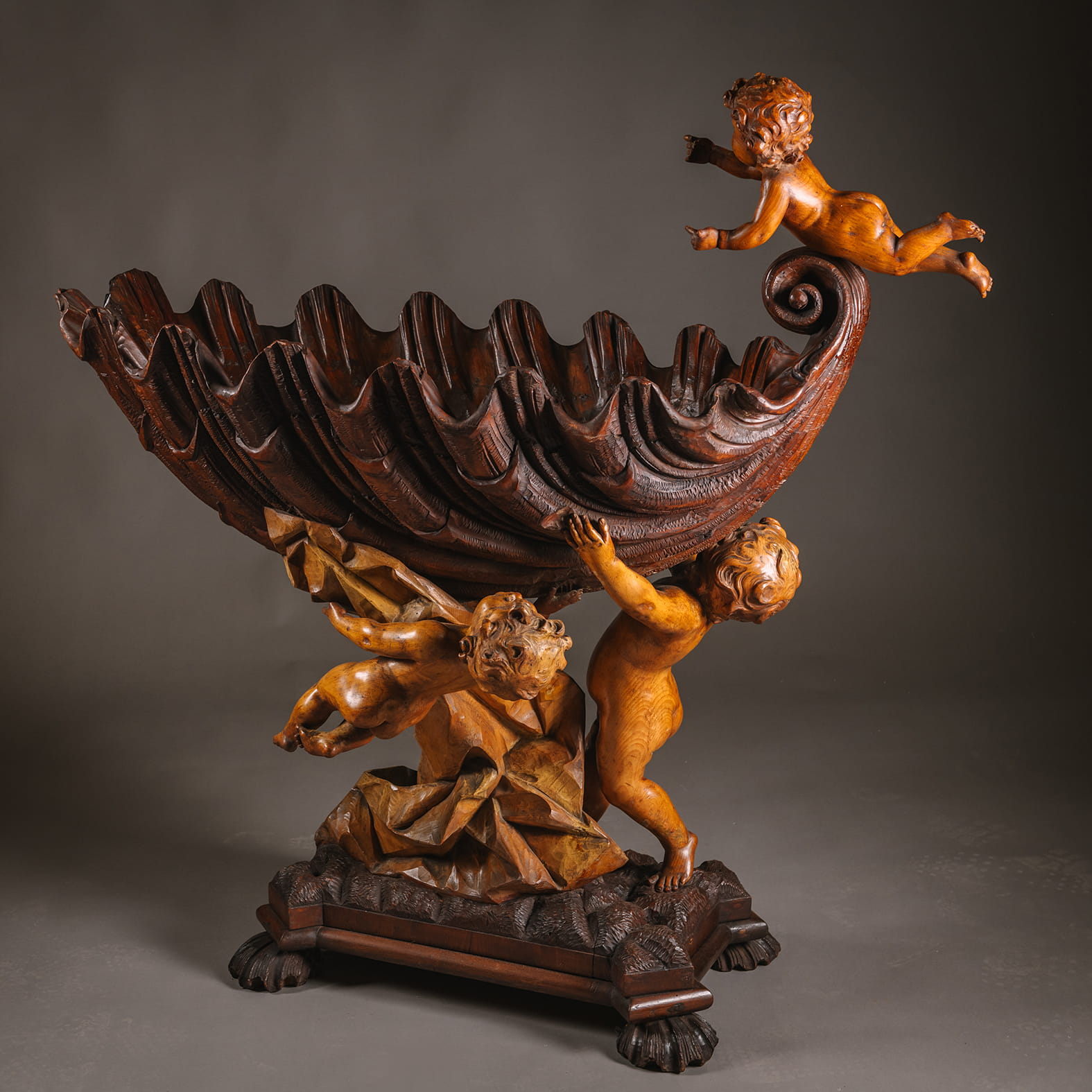 A Baroque Style Sculptural Carved Wood Cradle - Image 2