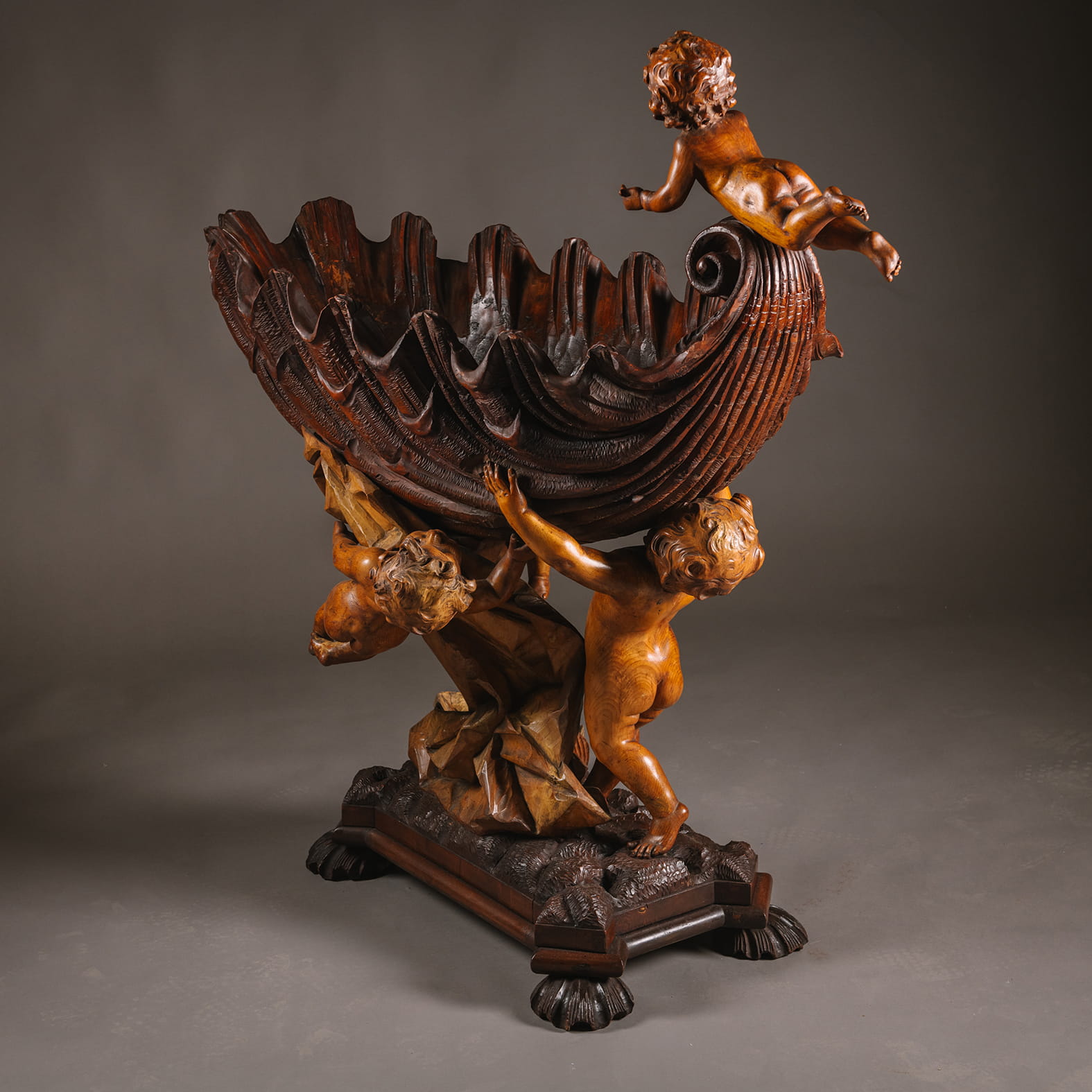 A Baroque Style Sculptural Carved Wood Cradle - Image 3