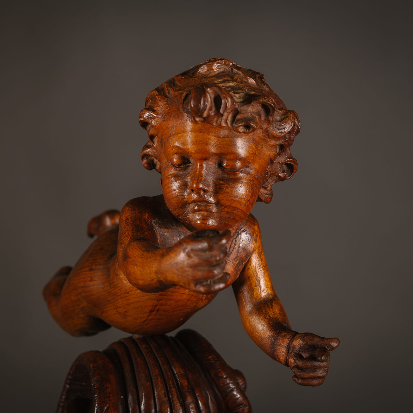 A Baroque Style Sculptural Carved Wood Cradle - Image 5