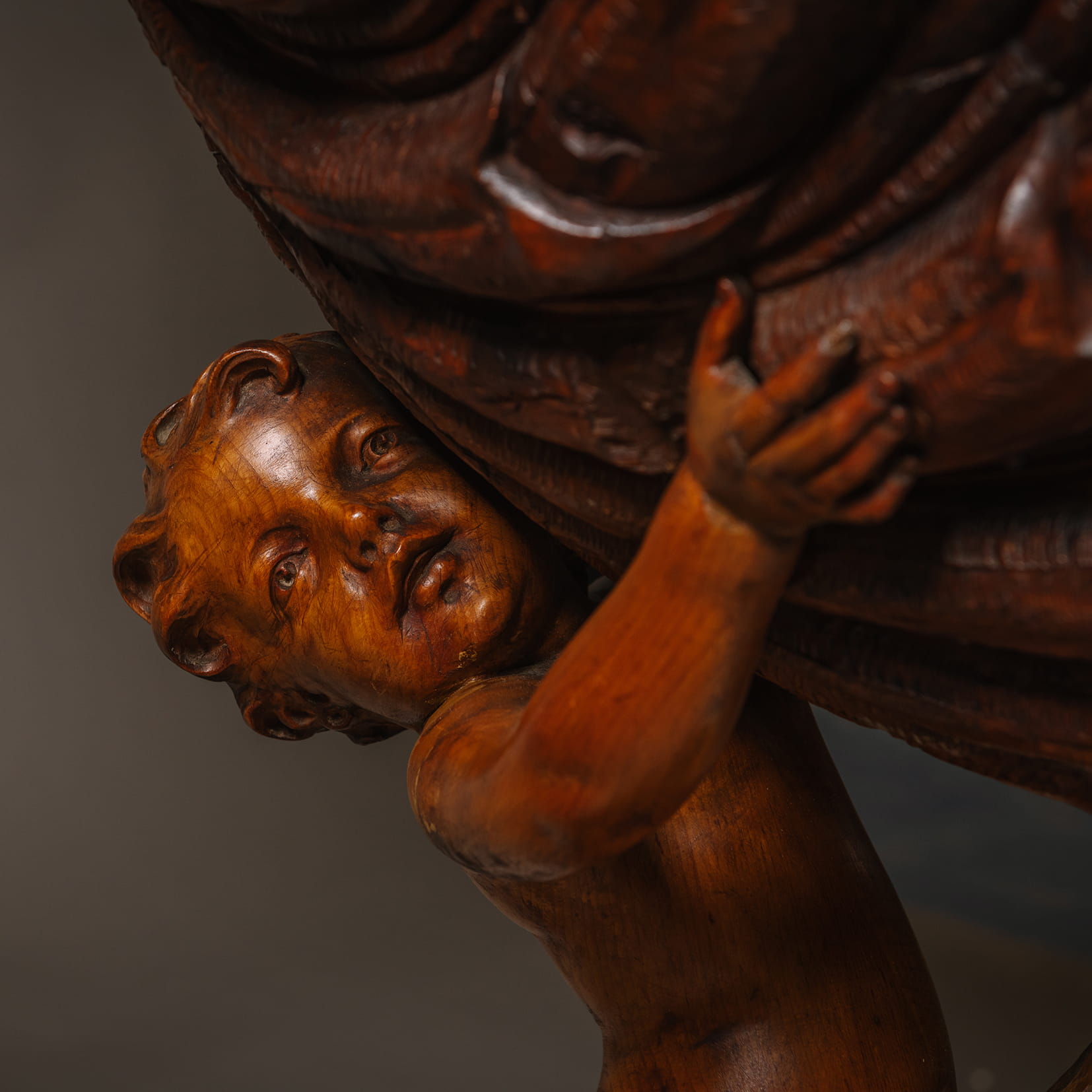 A Baroque Style Sculptural Carved Wood Cradle - Image 7