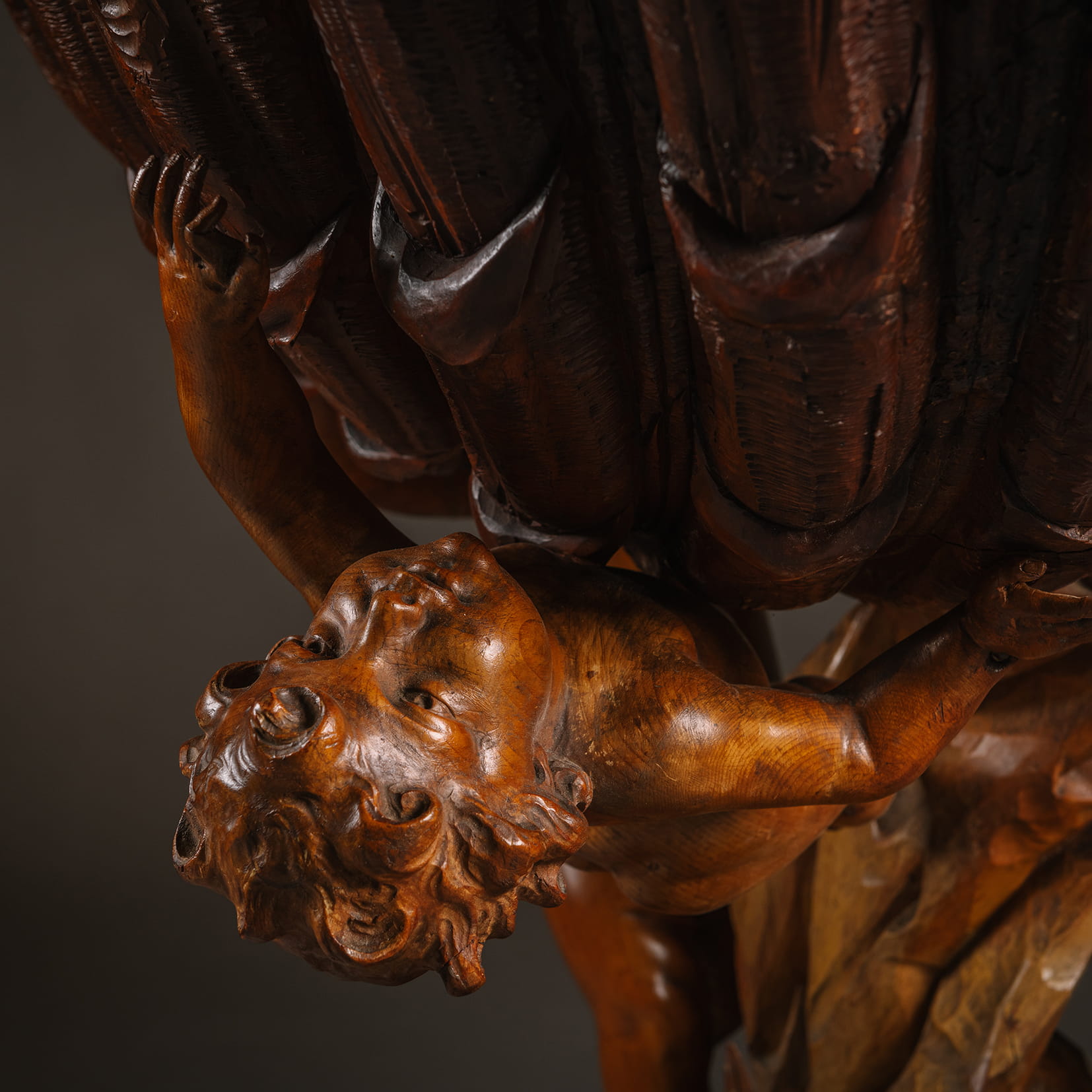 A Baroque Style Sculptural Carved Wood Cradle - Image 8