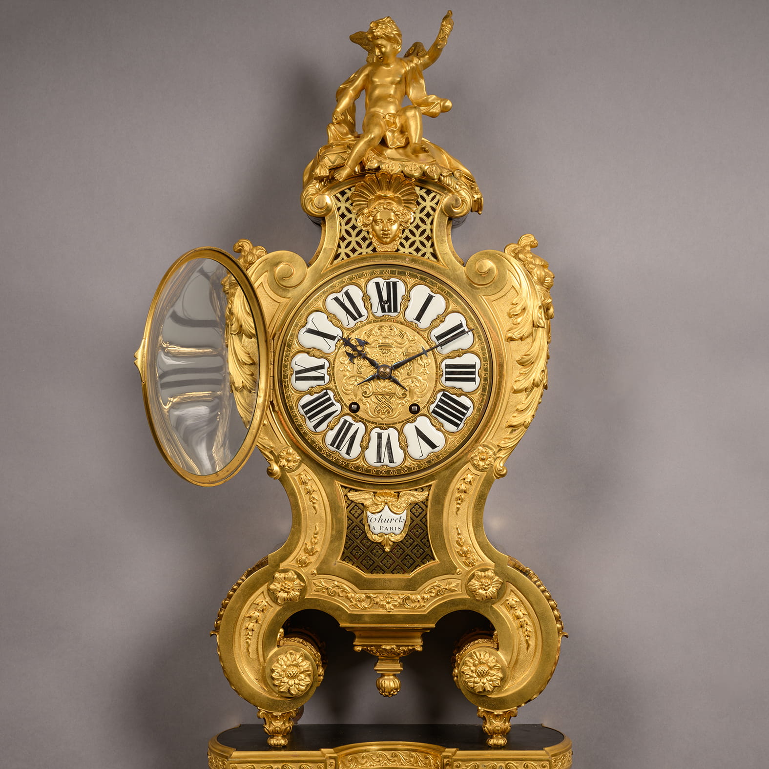 A Regence Style Gilt-Bronze and Boulle Marquetry Inlaid Grand Cartel de Applique, In the Manner of André-Charles Boulle - Image 9