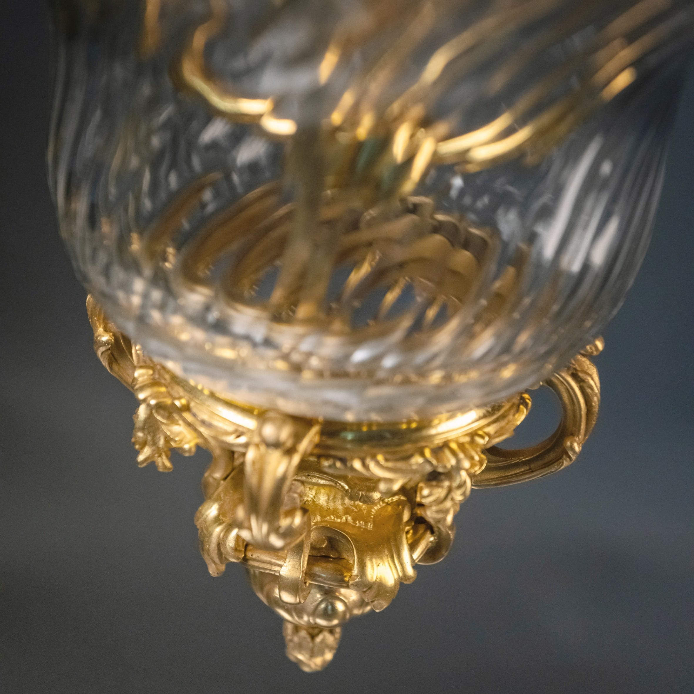 An Unusual Gilt-Bronze and Spiral Glass Lantern - Image 9