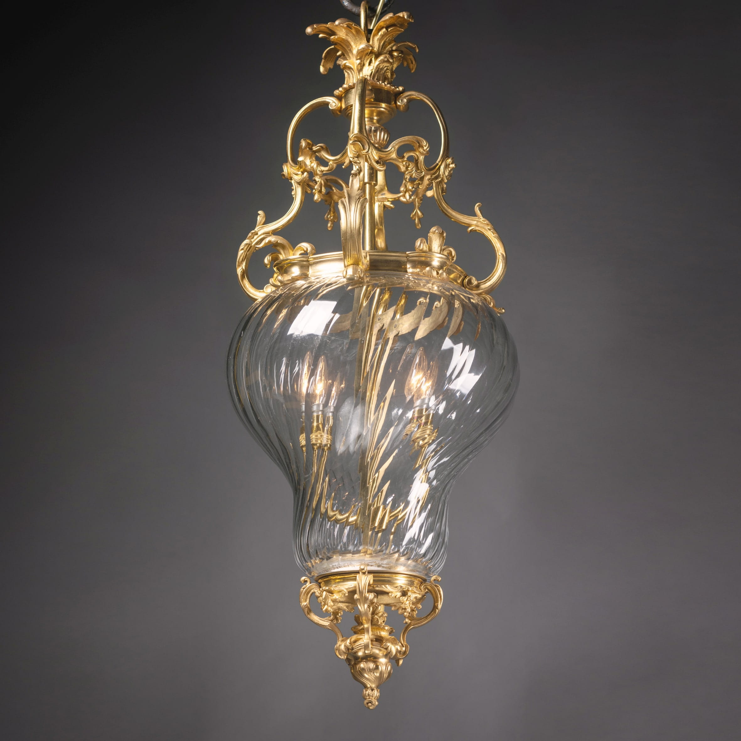 An Unusual Gilt-Bronze and Spiral Glass Lantern - Image 12
