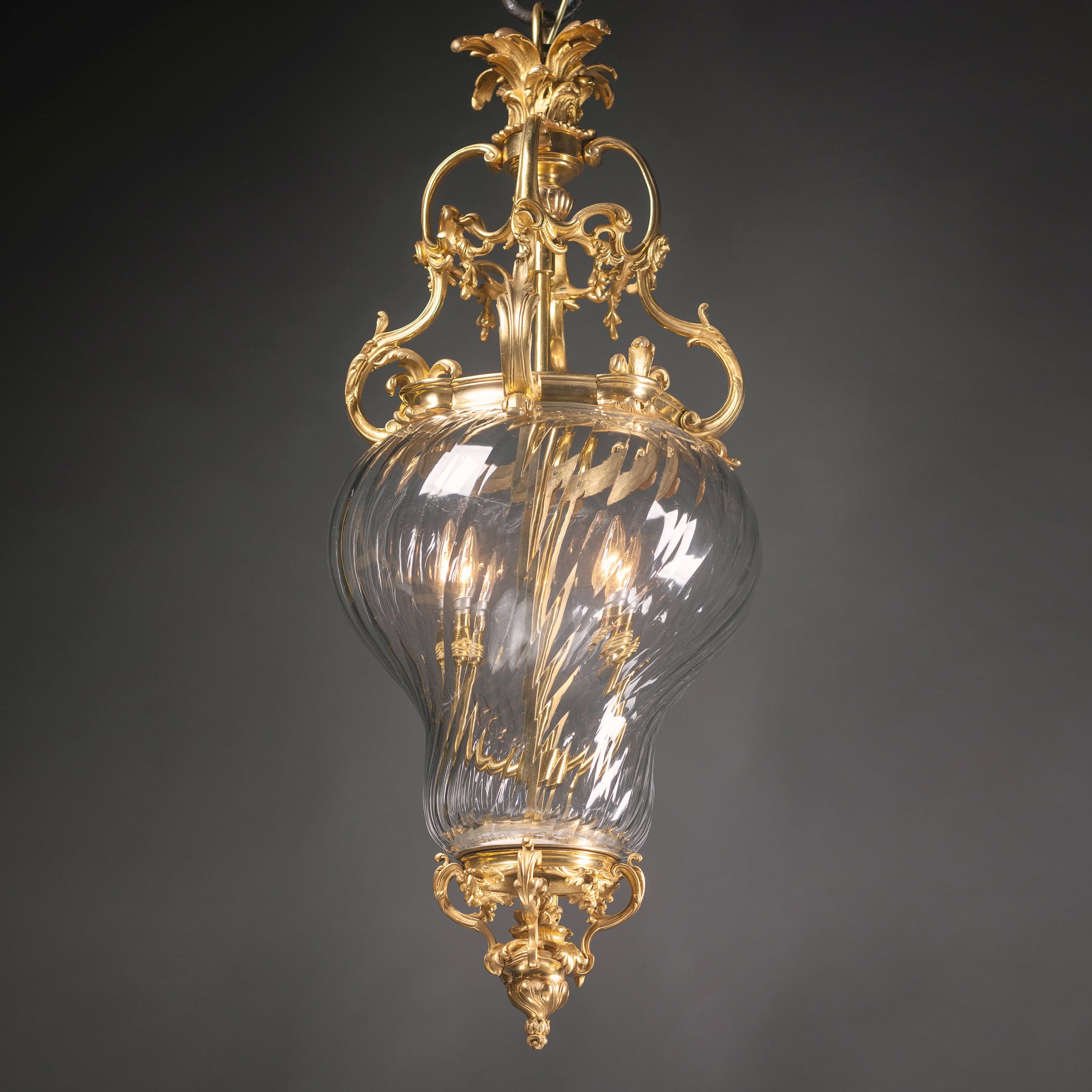 An Unusual Gilt-Bronze and Spiral Glass Lantern - Image 11