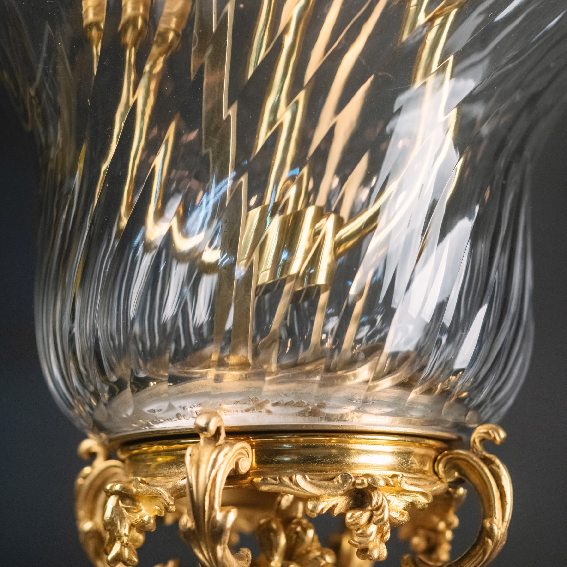 An Unusual Gilt-Bronze and Spiral Glass Lantern - Image 5