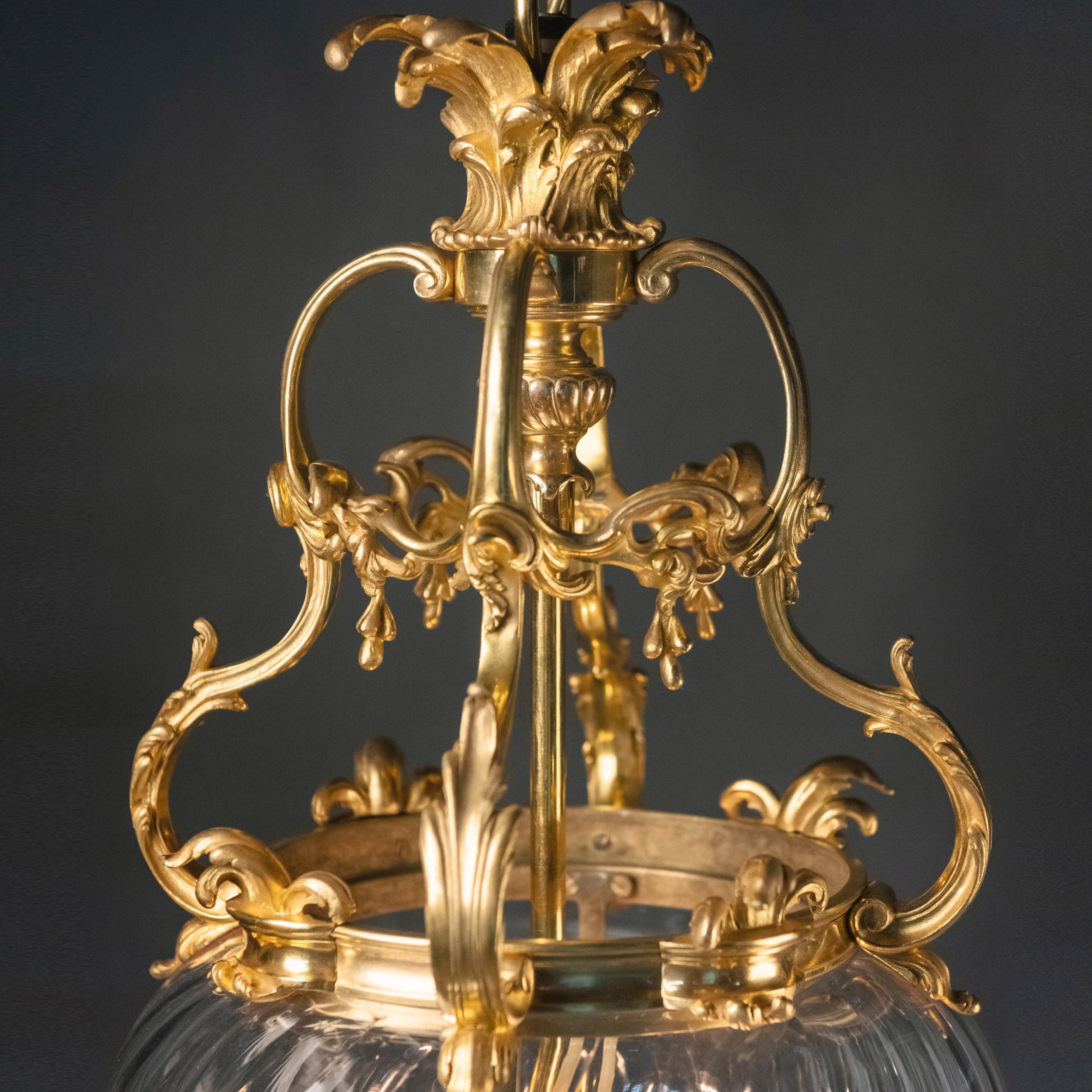 An Unusual Gilt-Bronze and Spiral Glass Lantern - Image 2