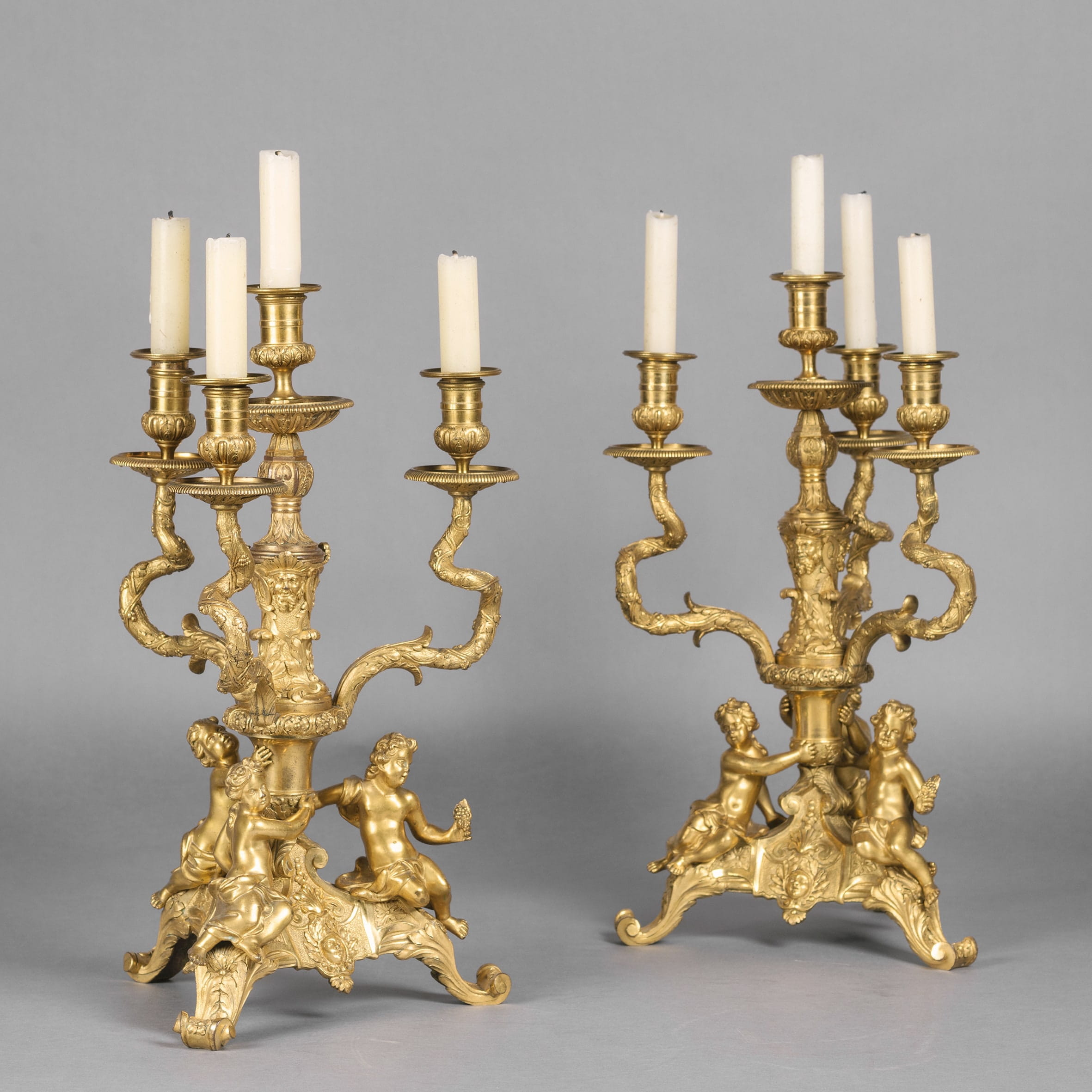 A Fine Pair of Regence Style Gilt-Bronze Figural Candelabra - Image 7