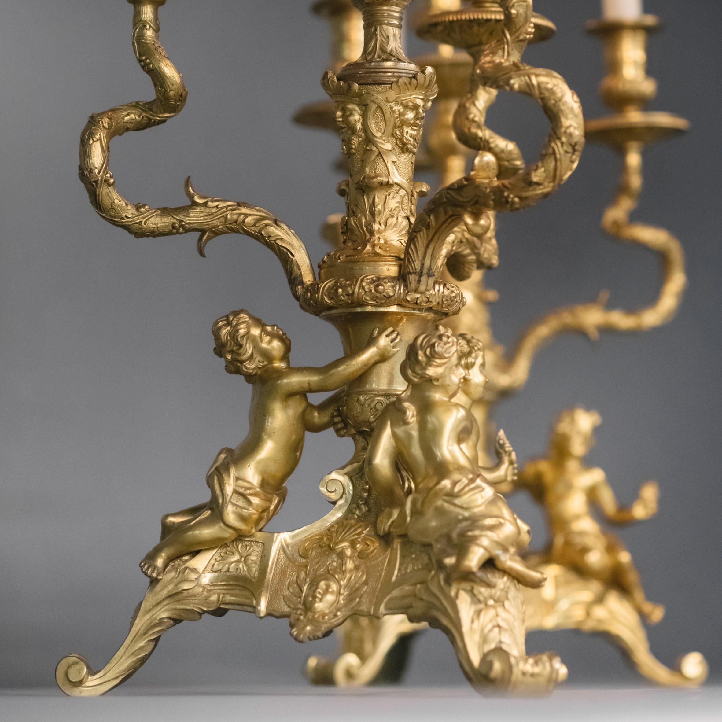 A Fine Pair of Regence Style Gilt-Bronze Figural Candelabra - Image 5