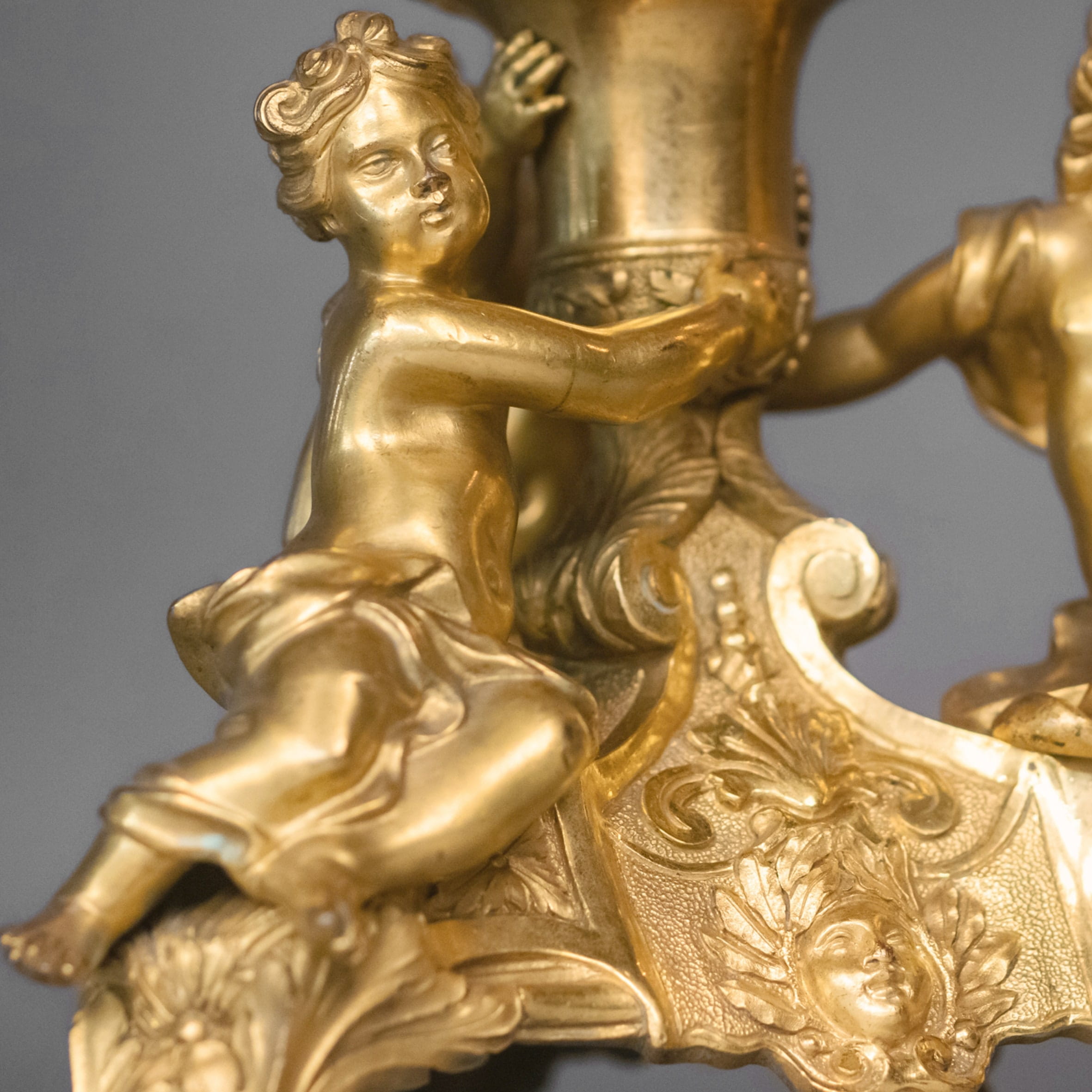 A Fine Pair of Regence Style Gilt-Bronze Figural Candelabra - Image 8