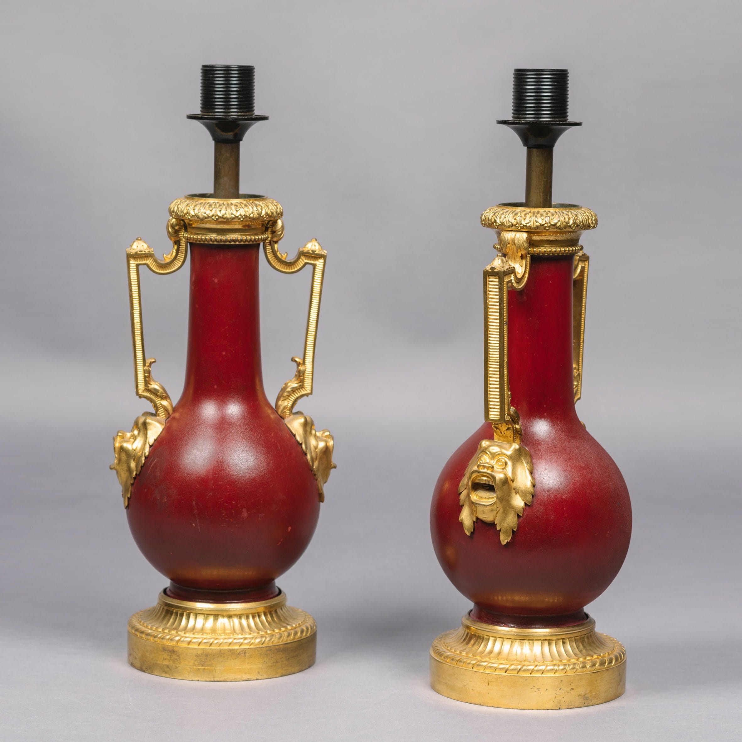 A Pair of Gilt-Bronze Mounted Red Lacquer Vases, Adapted as Table Lamps - Image 4