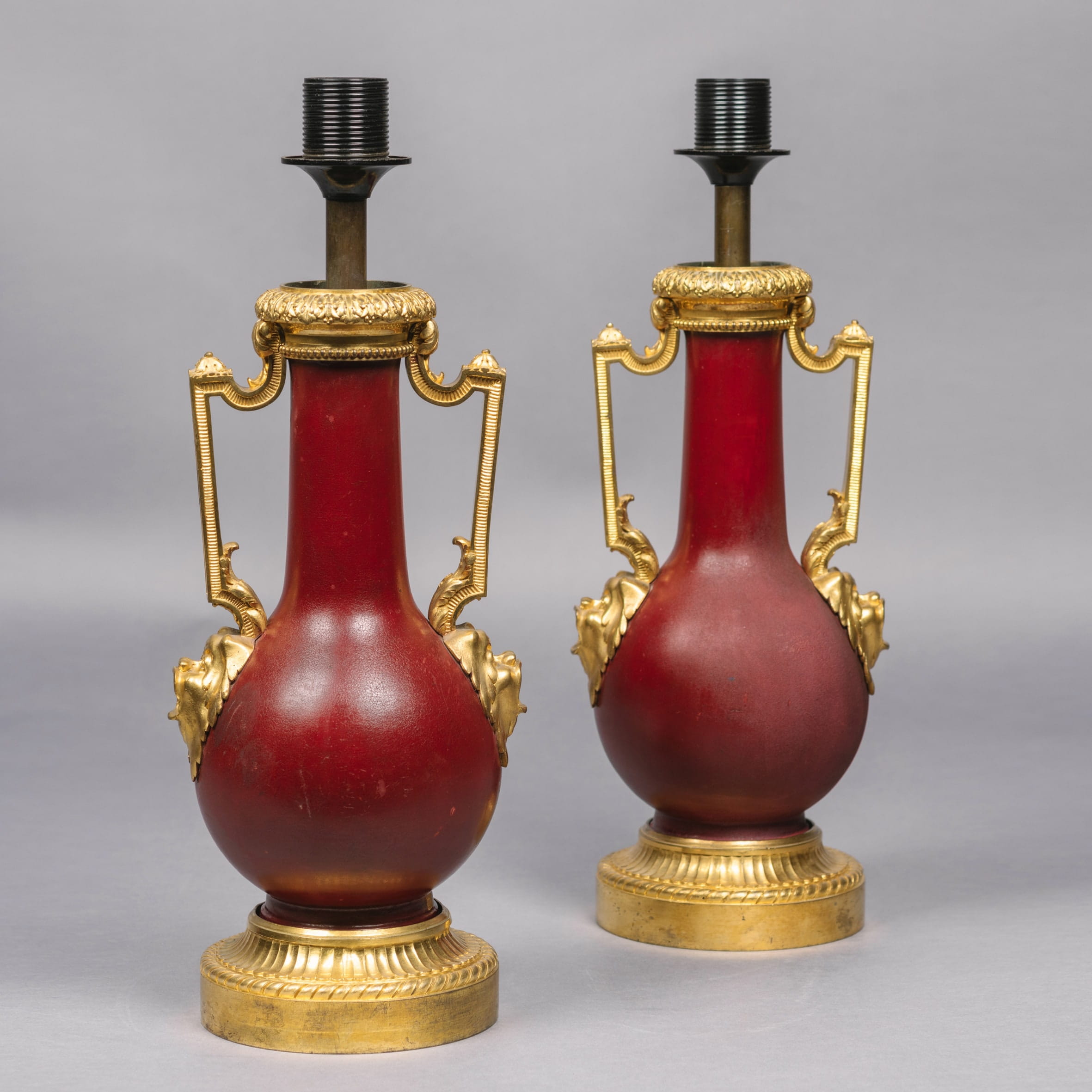 A Pair of Gilt-Bronze Mounted Red Lacquer Vases, Adapted as Table Lamps - Image 5