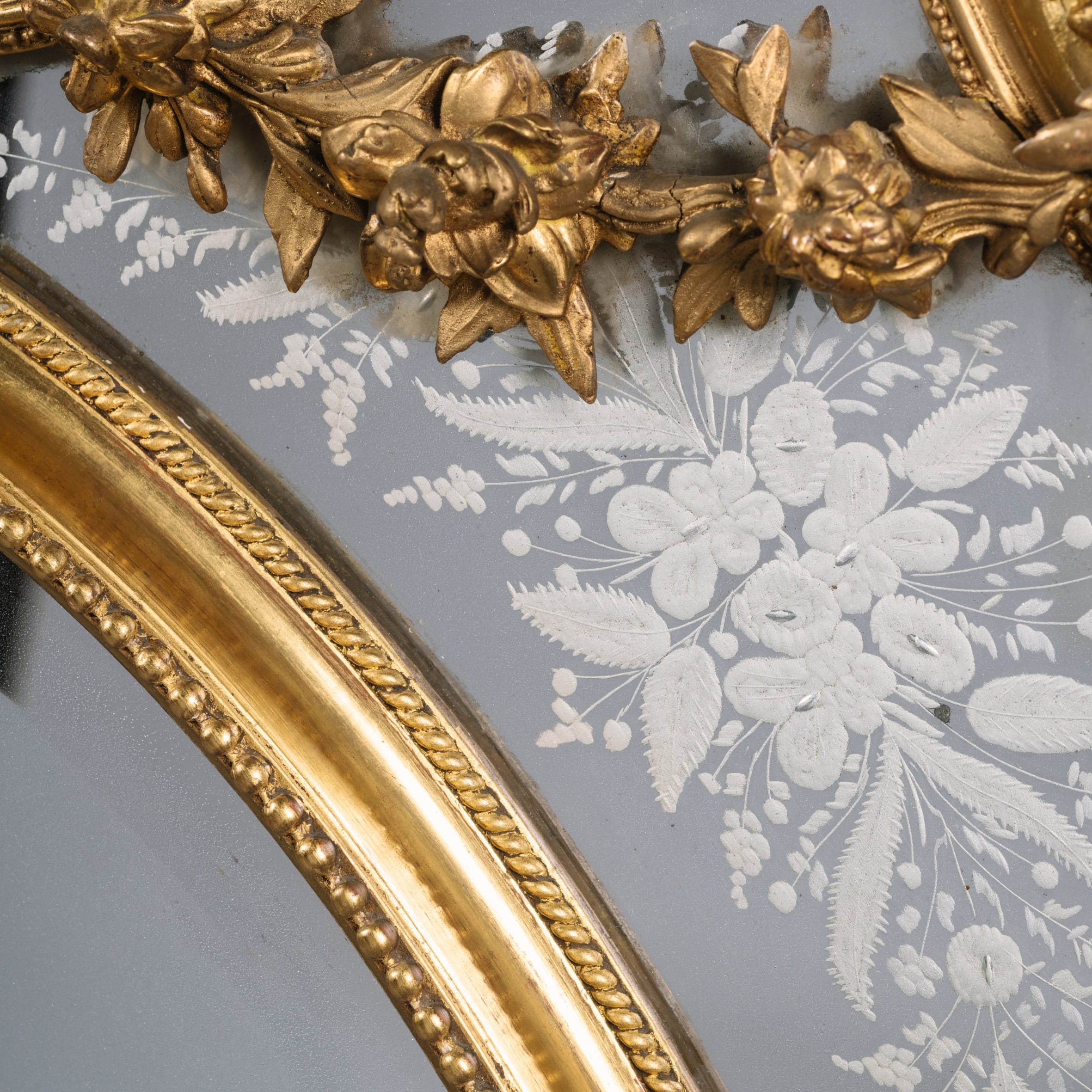 A Fine Louis XIV Style Carved Giltwood Marginal Frame Mirror - Image 5