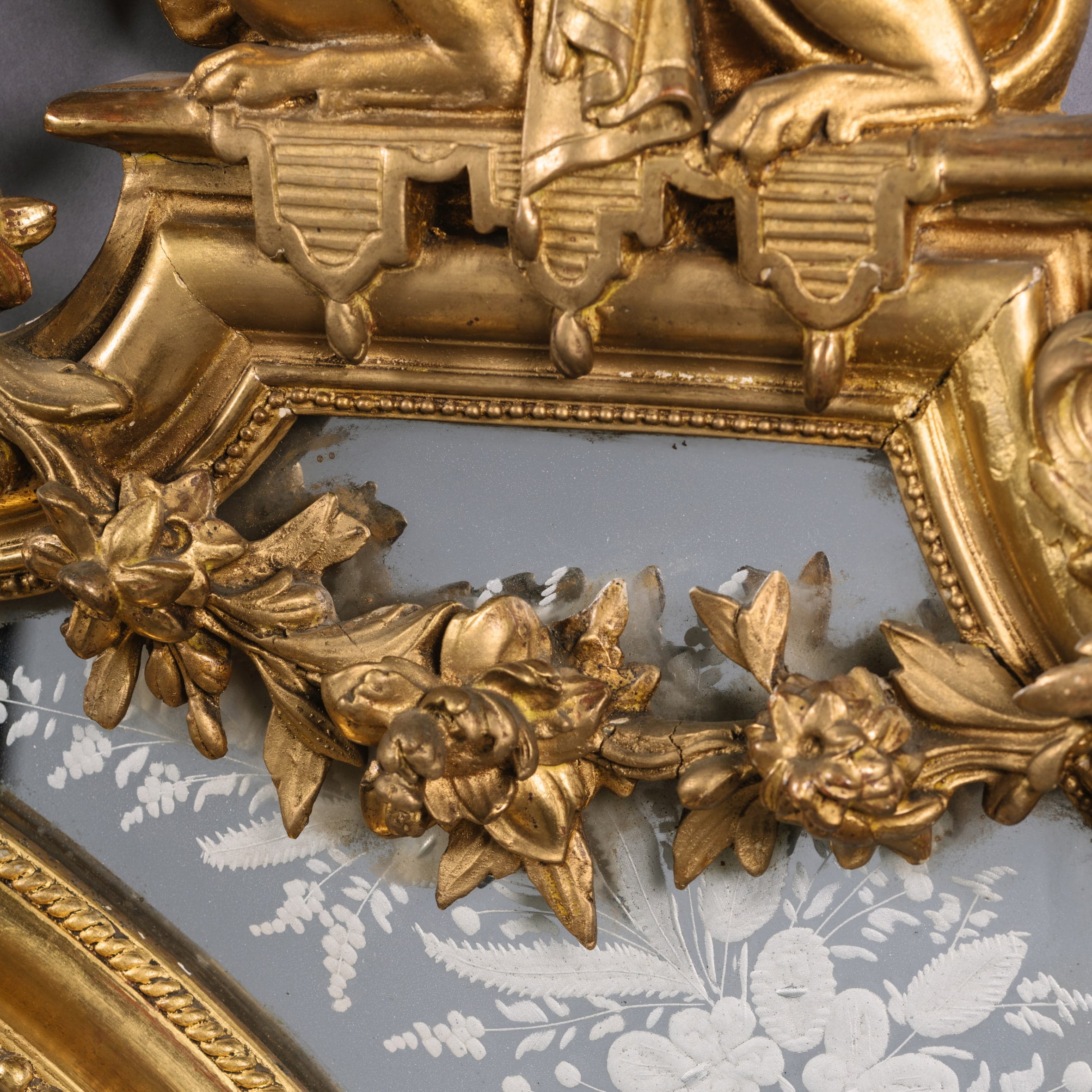 A Fine Louis XIV Style Carved Giltwood Marginal Frame Mirror - Image 6