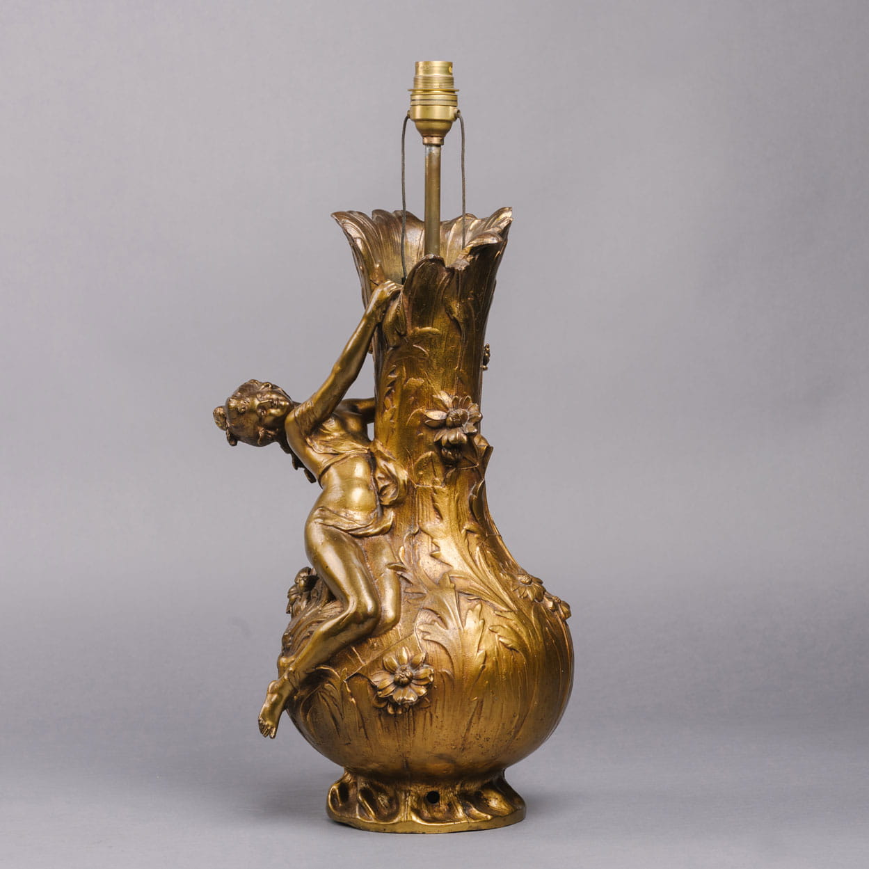 An Art Nouveau Vase Depicting a Naiad, Now Mounted as a Lamp - Image 3
