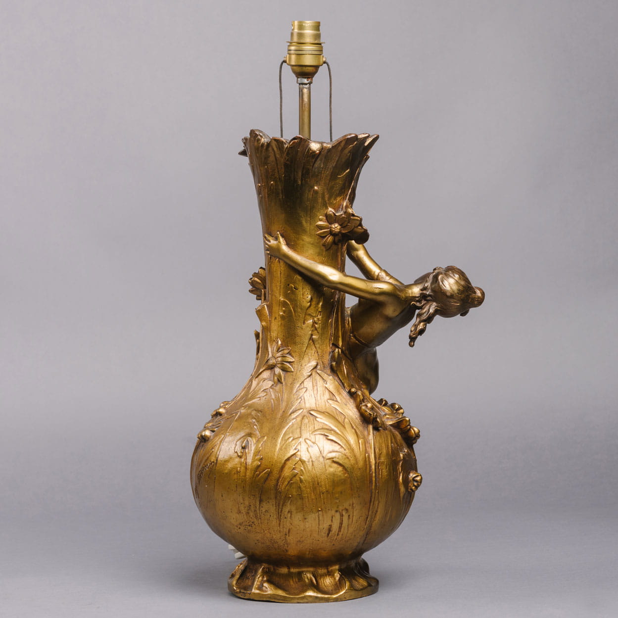 An Art Nouveau Vase Depicting a Naiad, Now Mounted as a Lamp - Image 2