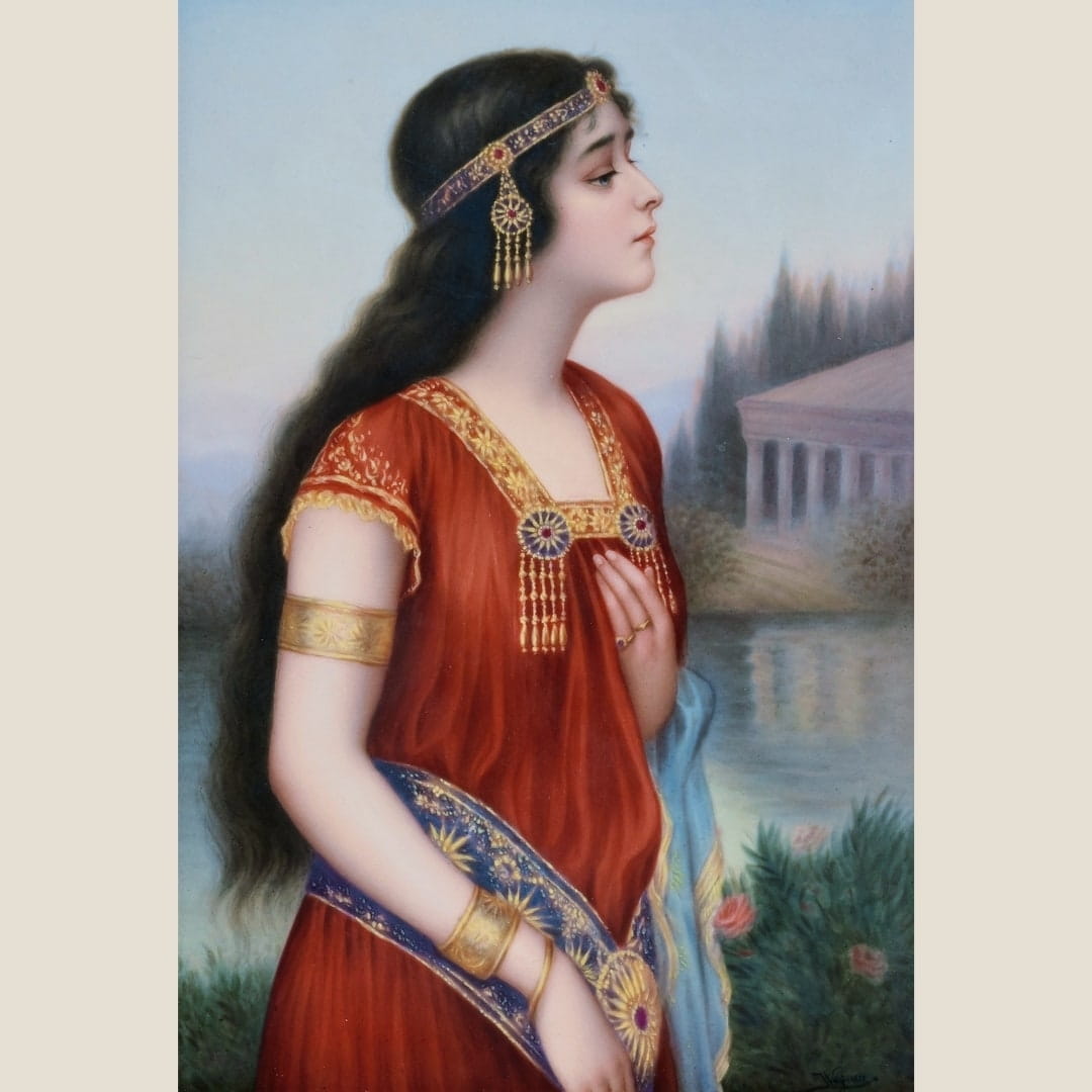 'Esther' A Fine Berlin (KPM) Porcelain Plaque, After Hering Levanon - Image 3