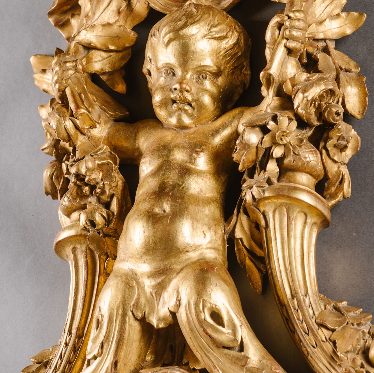 A Large Louis XVI Style Carved Giltwood Clock and Barometer Set - Image 9