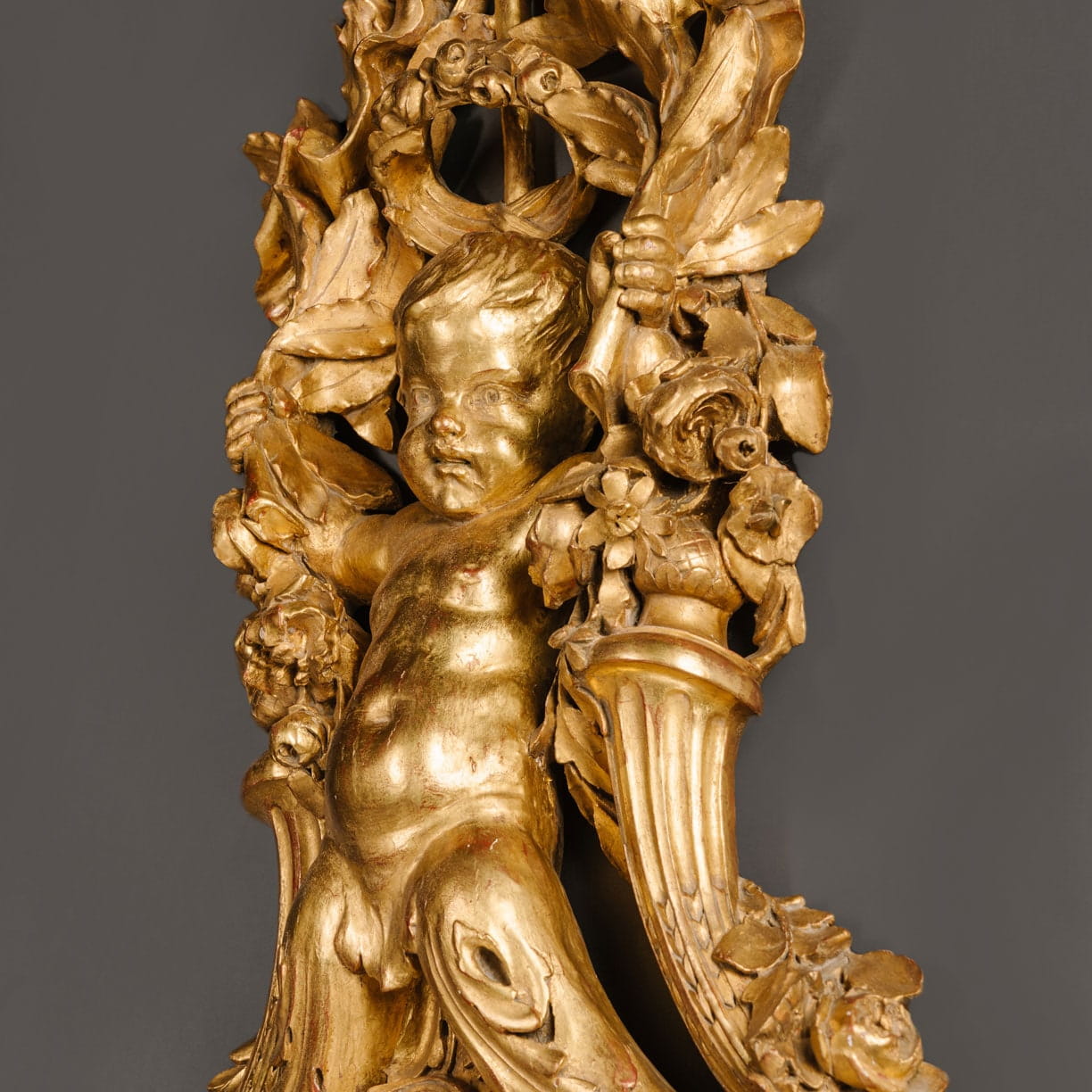 A Large Louis XVI Style Carved Giltwood Clock and Barometer Set - Image 6