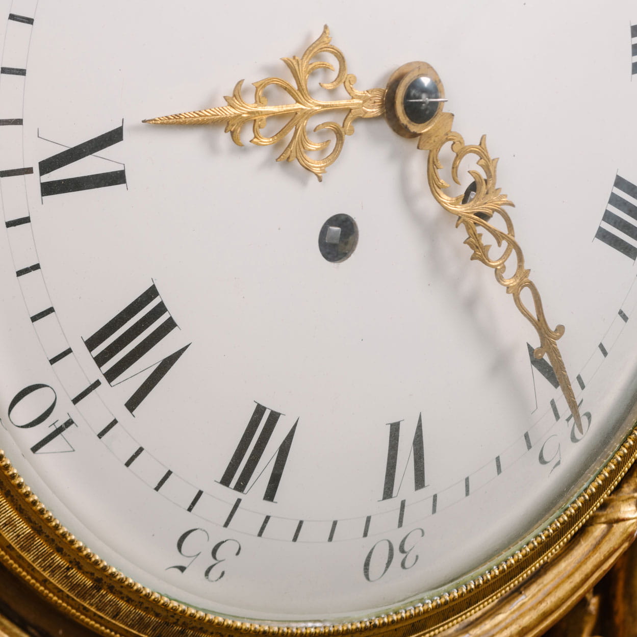 A Large Louis XVI Style Carved Giltwood Clock and Barometer Set - Image 13