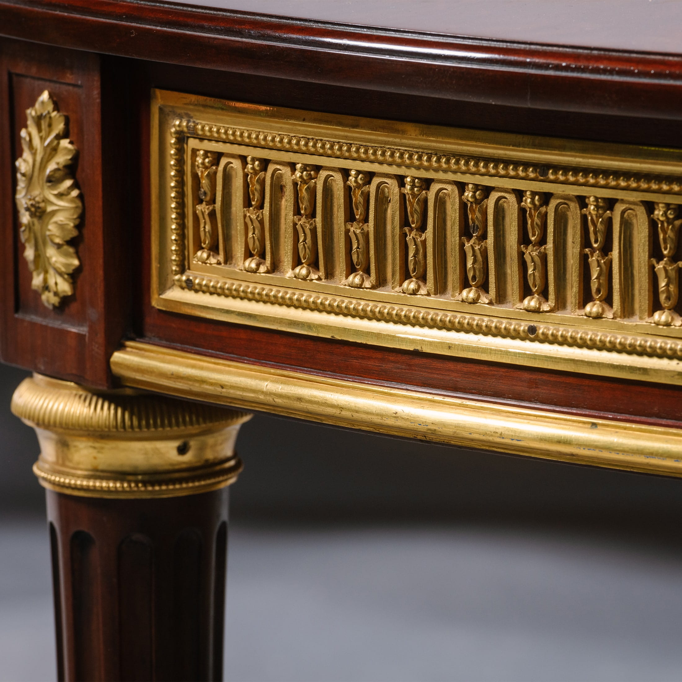 A Fine Louis XVI Style Gilt-Bronze Mounted Mahogany Dining Suite - Image 5