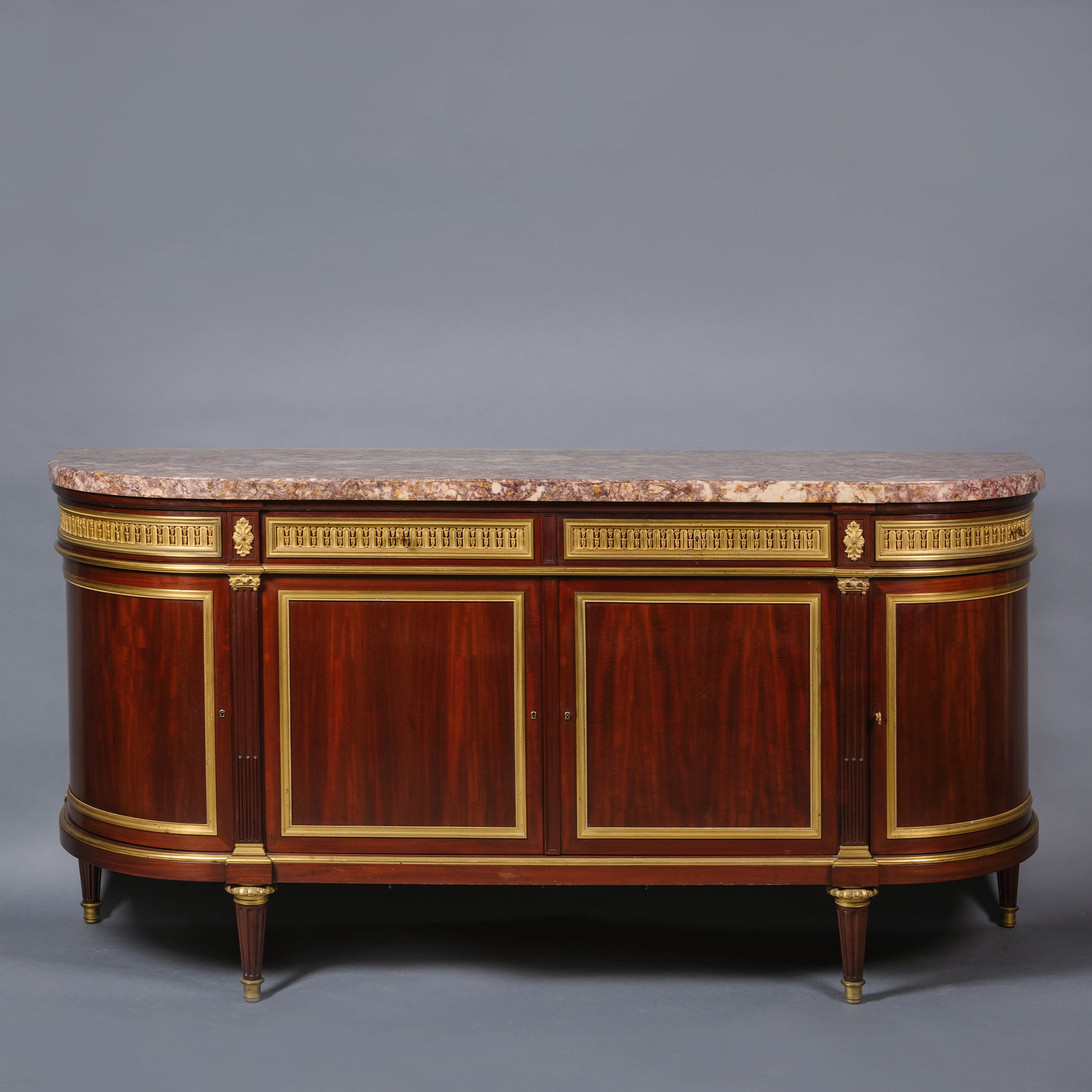 A Fine Louis XVI Style Gilt-Bronze Mounted Mahogany Dining Suite - Image 8