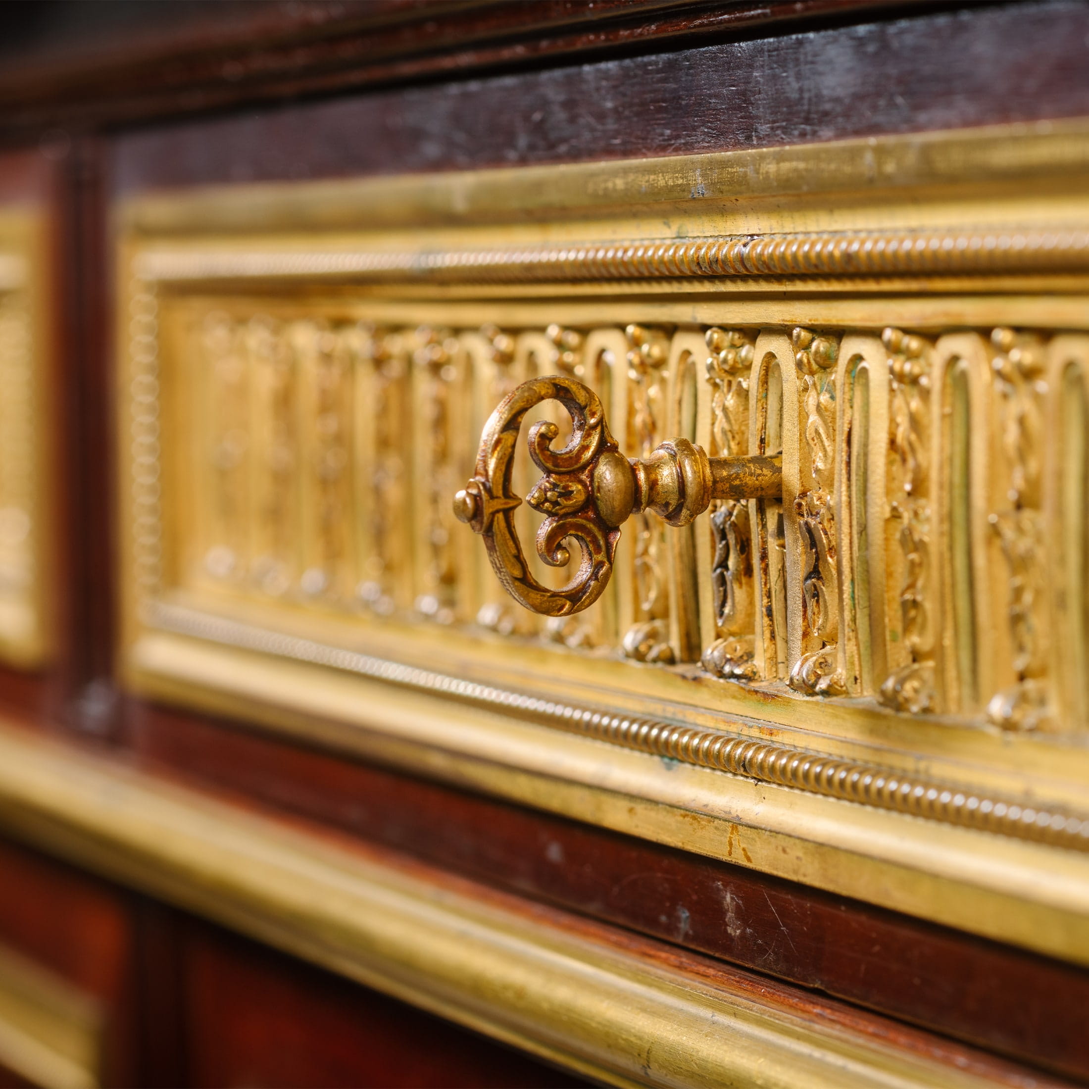 A Fine Louis XVI Style Gilt-Bronze Mounted Mahogany Dining Suite - Image 11