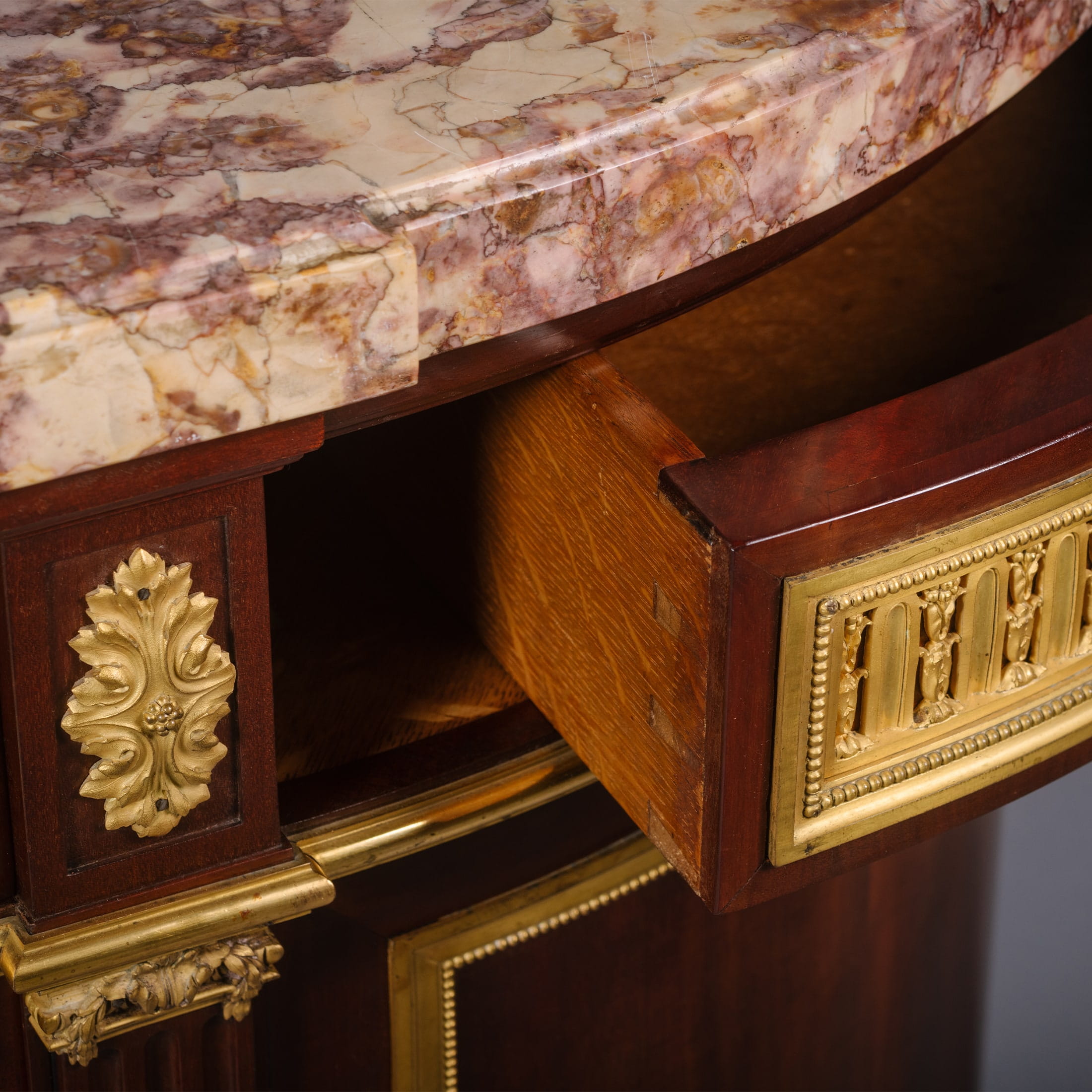 A Fine Louis XVI Style Gilt-Bronze Mounted Mahogany Dining Suite - Image 12