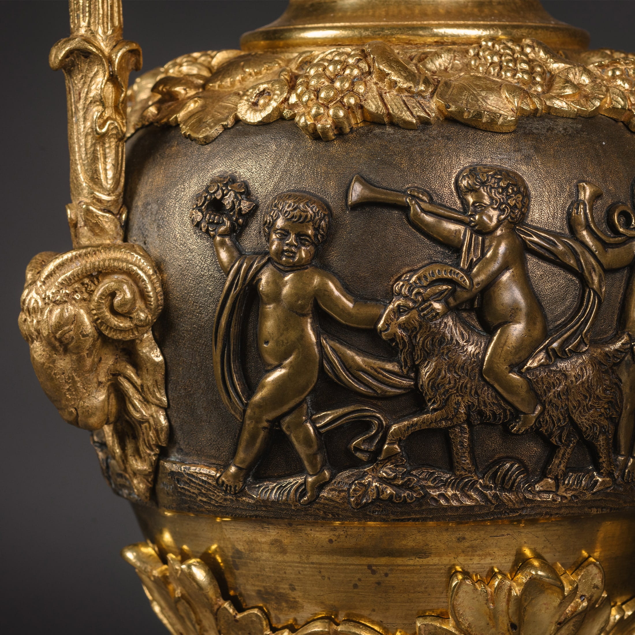 A Pair of Gilt and Patinated Bronze Ewers in the Manner of Clodion - Image 11