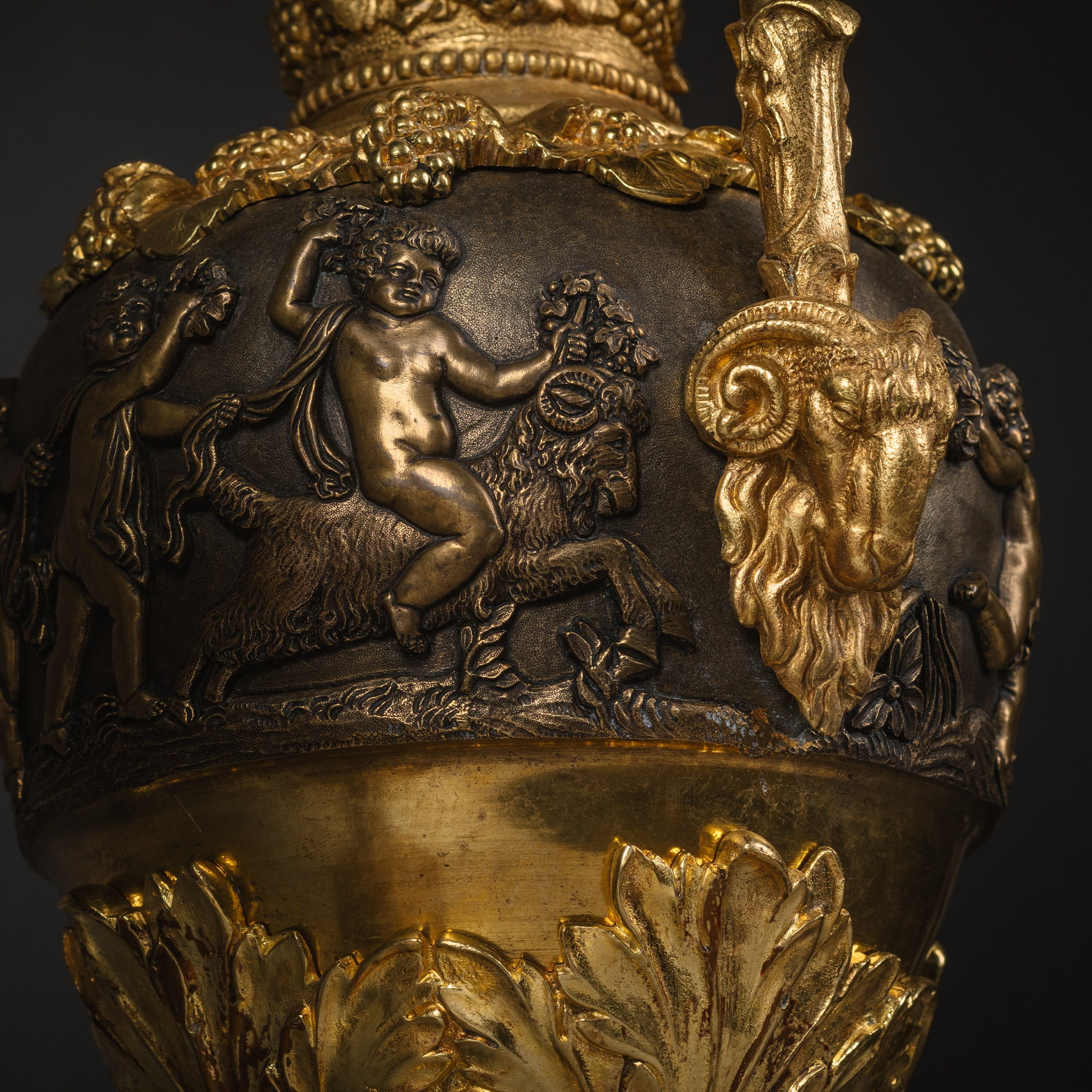A Pair of Gilt and Patinated Bronze Ewers in the Manner of Clodion - Image 12
