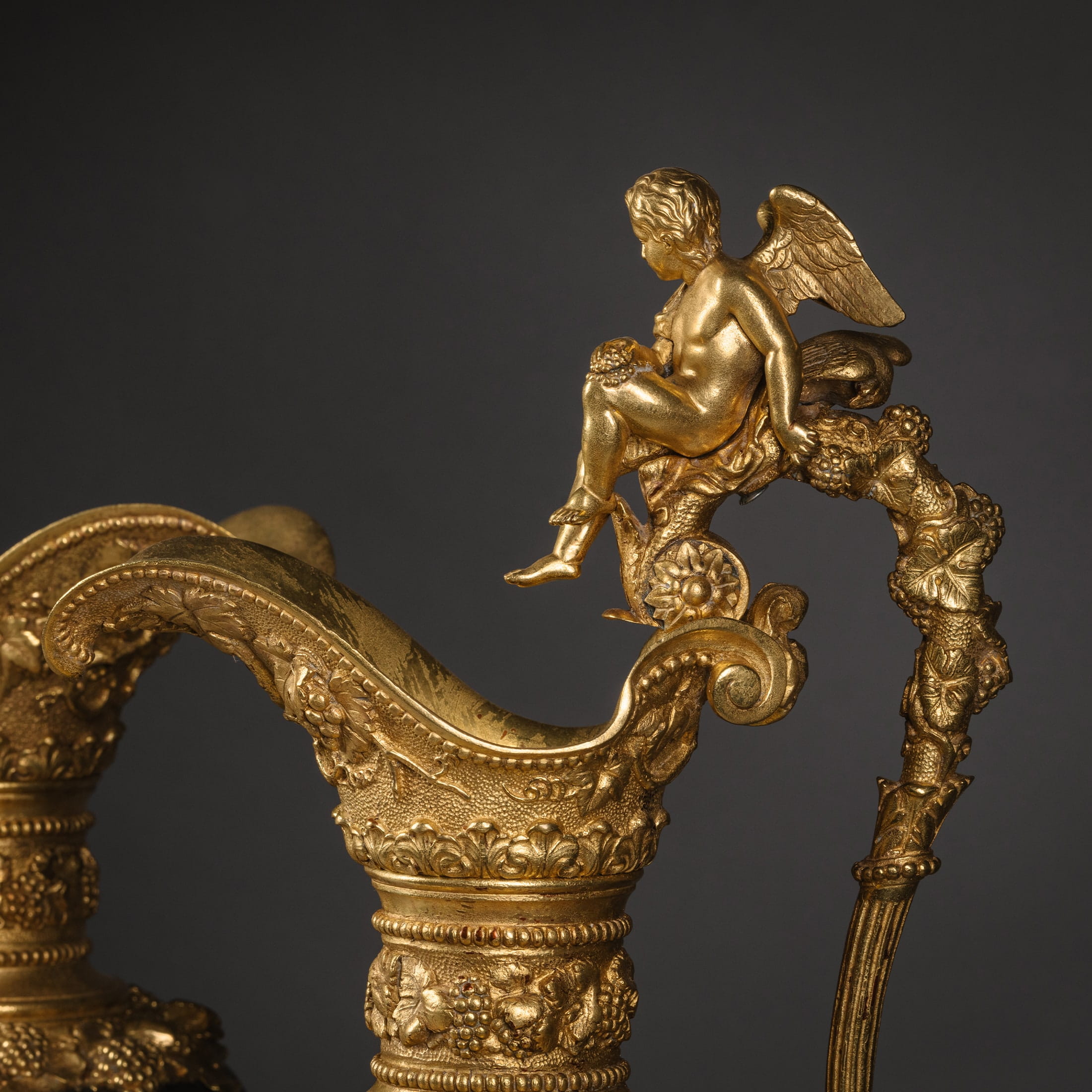 A Pair of Gilt and Patinated Bronze Ewers in the Manner of Clodion - Image 2