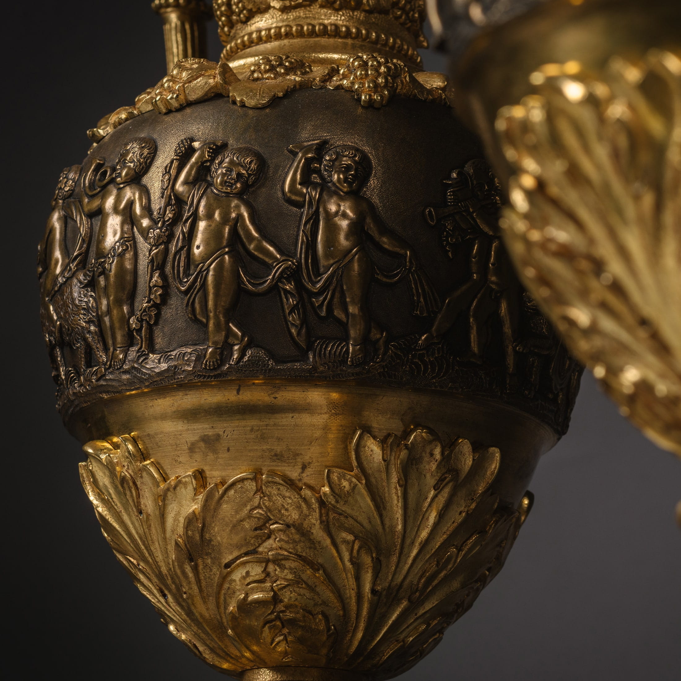 A Pair of Gilt and Patinated Bronze Ewers in the Manner of Clodion - Image 7