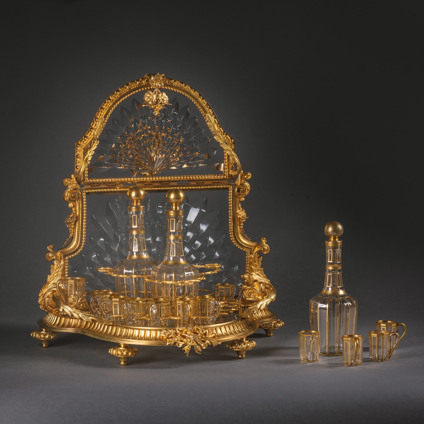A Gilt-Bronze and Cut-Glass Pagoda Form Cave à Liqueur Attributed to Baccarat - Image 3
