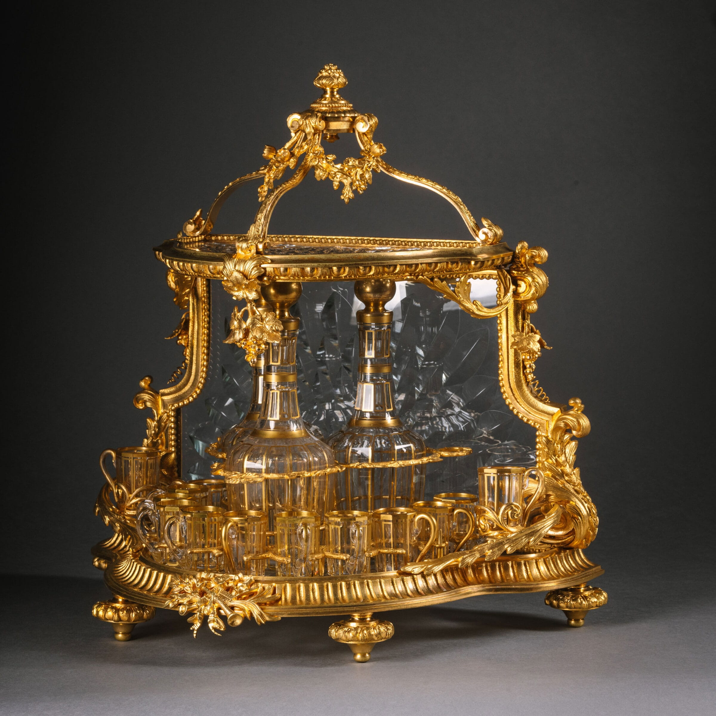A Gilt-Bronze and Cut-Glass Pagoda Form Cave à Liqueur Attributed to Baccarat - Image 8