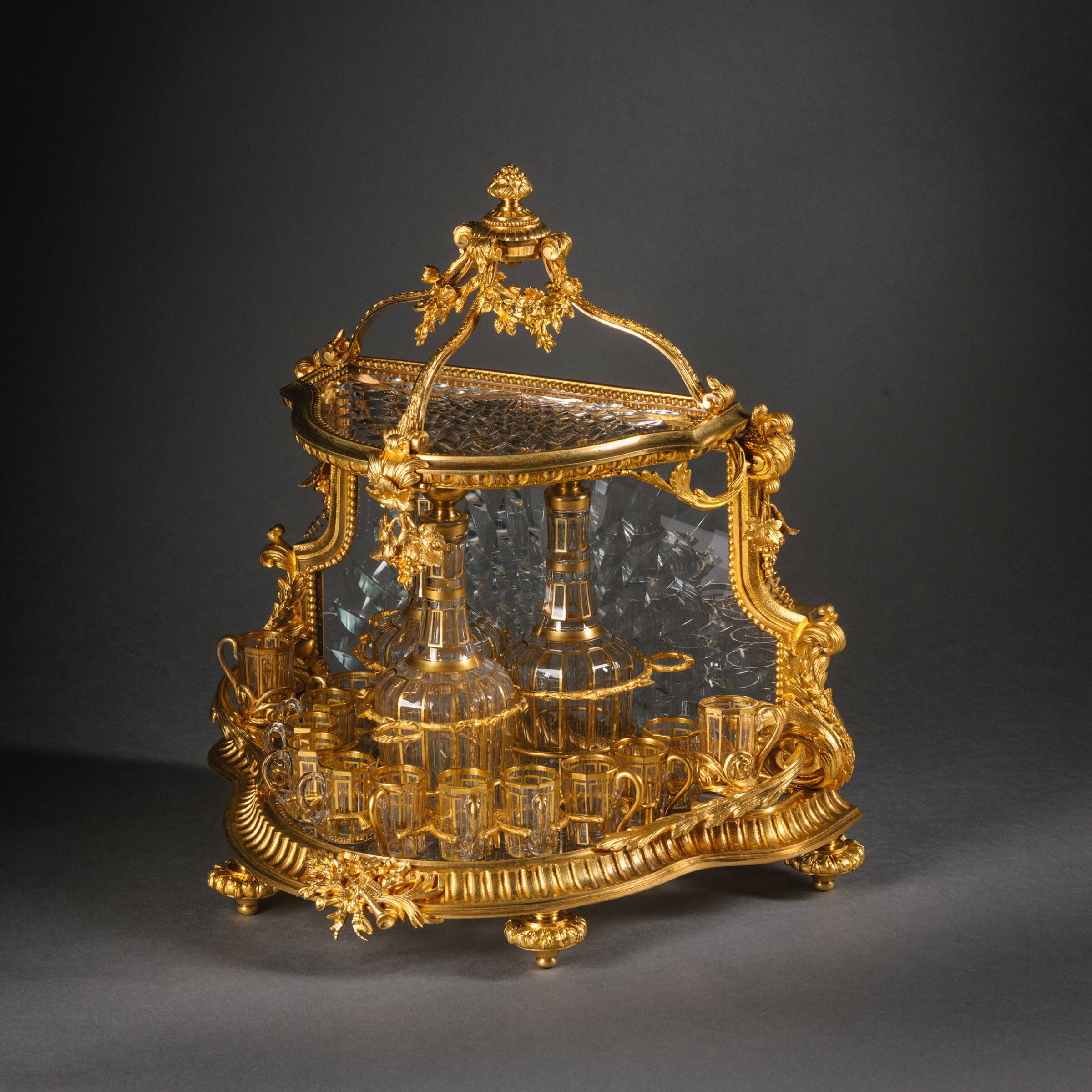 A Gilt-Bronze and Cut-Glass Pagoda Form Cave à Liqueur Attributed to Baccarat - Image 9