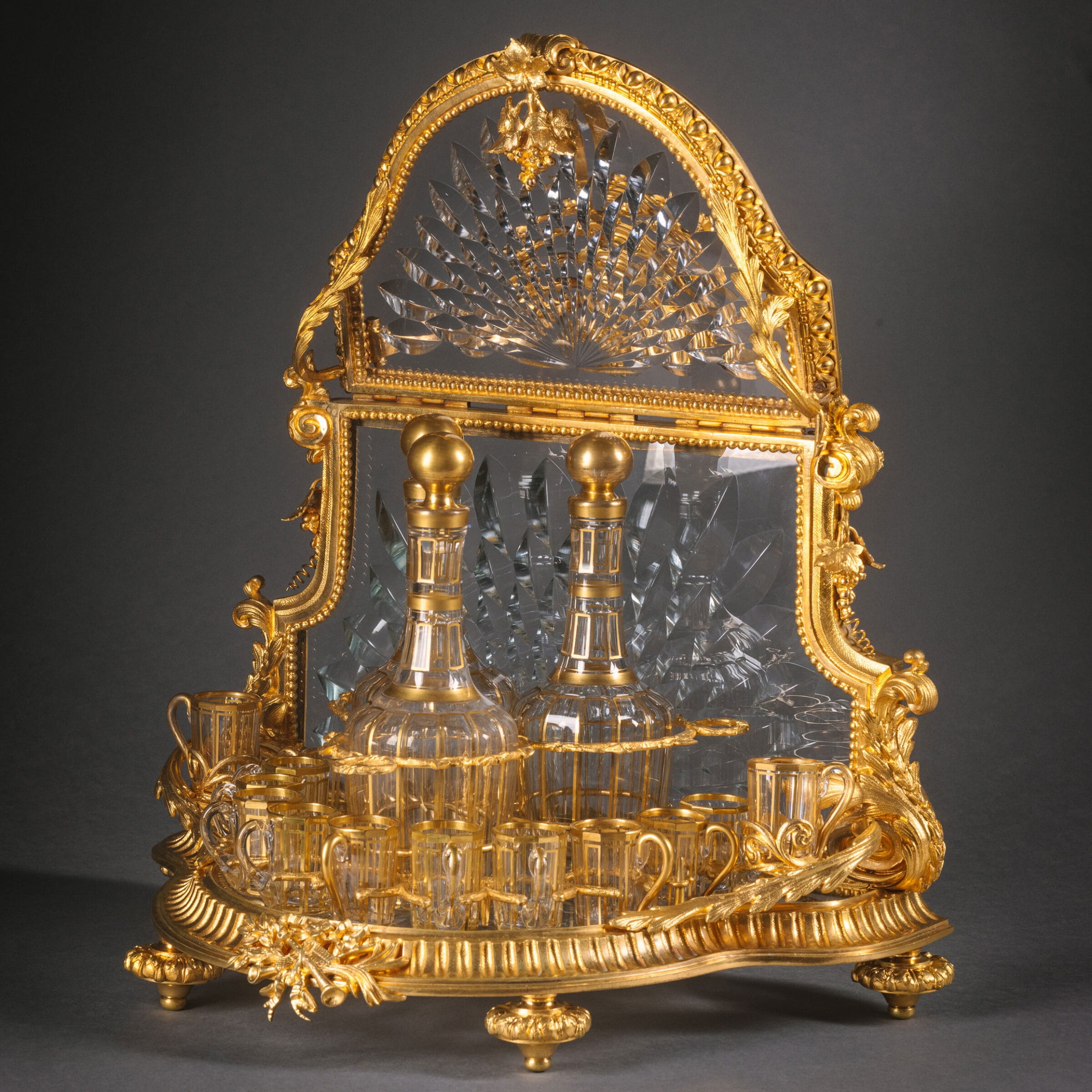 A Gilt-Bronze and Cut-Glass Pagoda Form Cave à Liqueur Attributed to Baccarat - Image 7