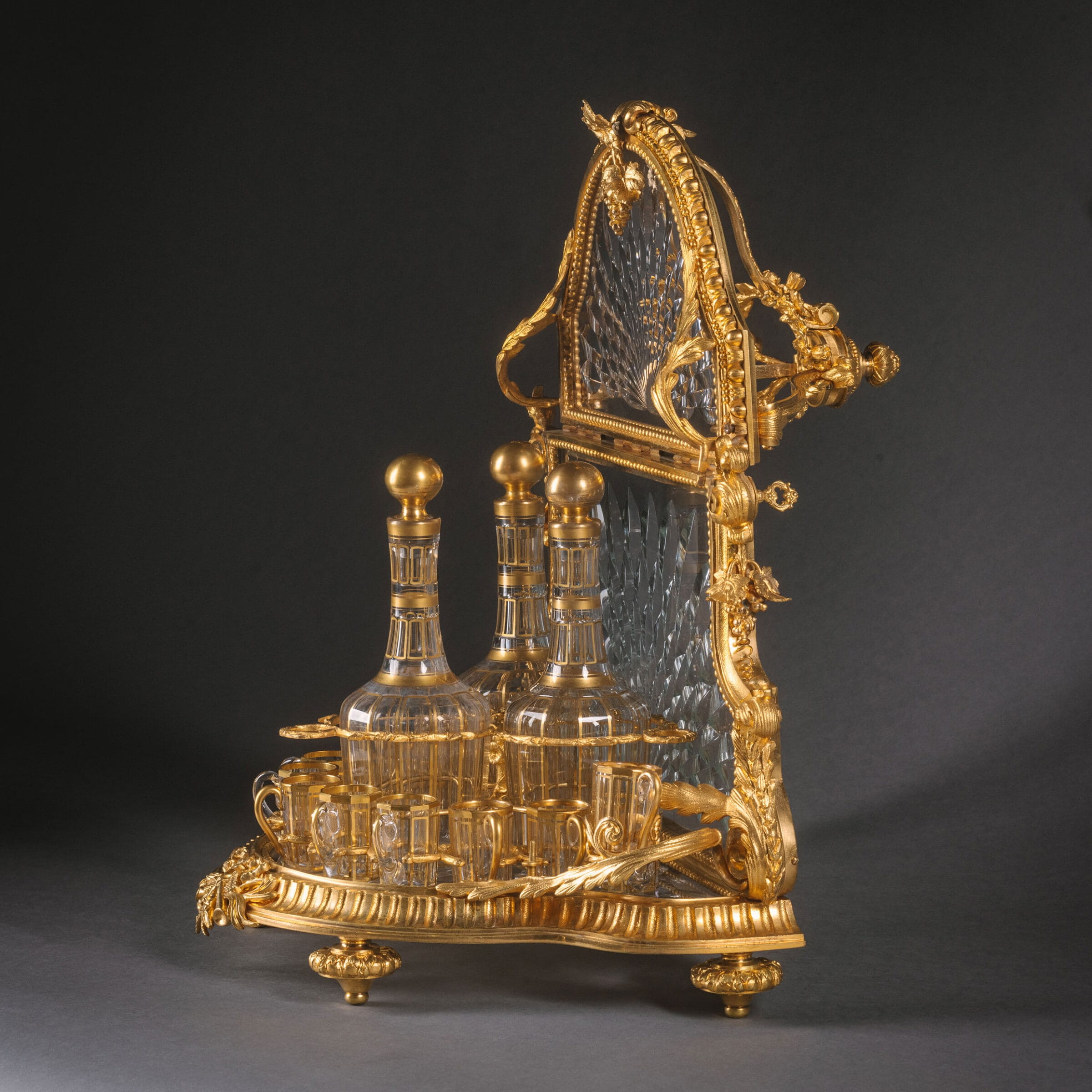 A Gilt-Bronze and Cut-Glass Pagoda Form Cave à Liqueur Attributed to Baccarat - Image 6