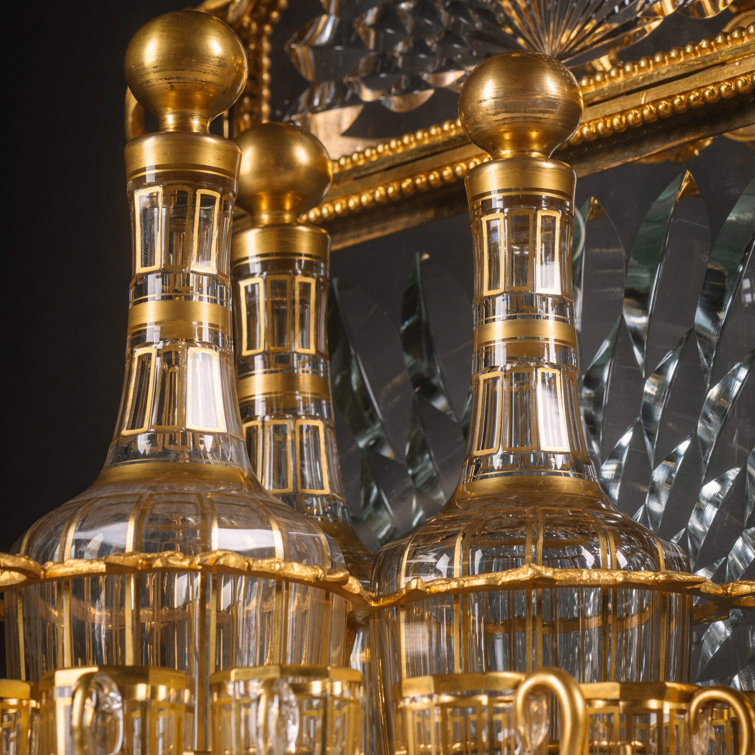 A Gilt-Bronze and Cut-Glass Pagoda Form Cave à Liqueur Attributed to Baccarat - Image 4