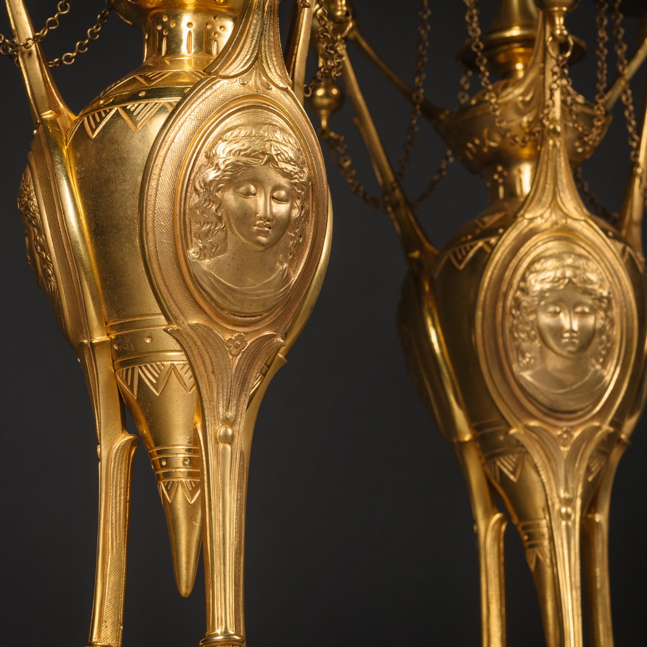A Pair of Napoleon III Neo-Etruscan Style Gilt-Bronze Three-Light Candelabra - Image 2