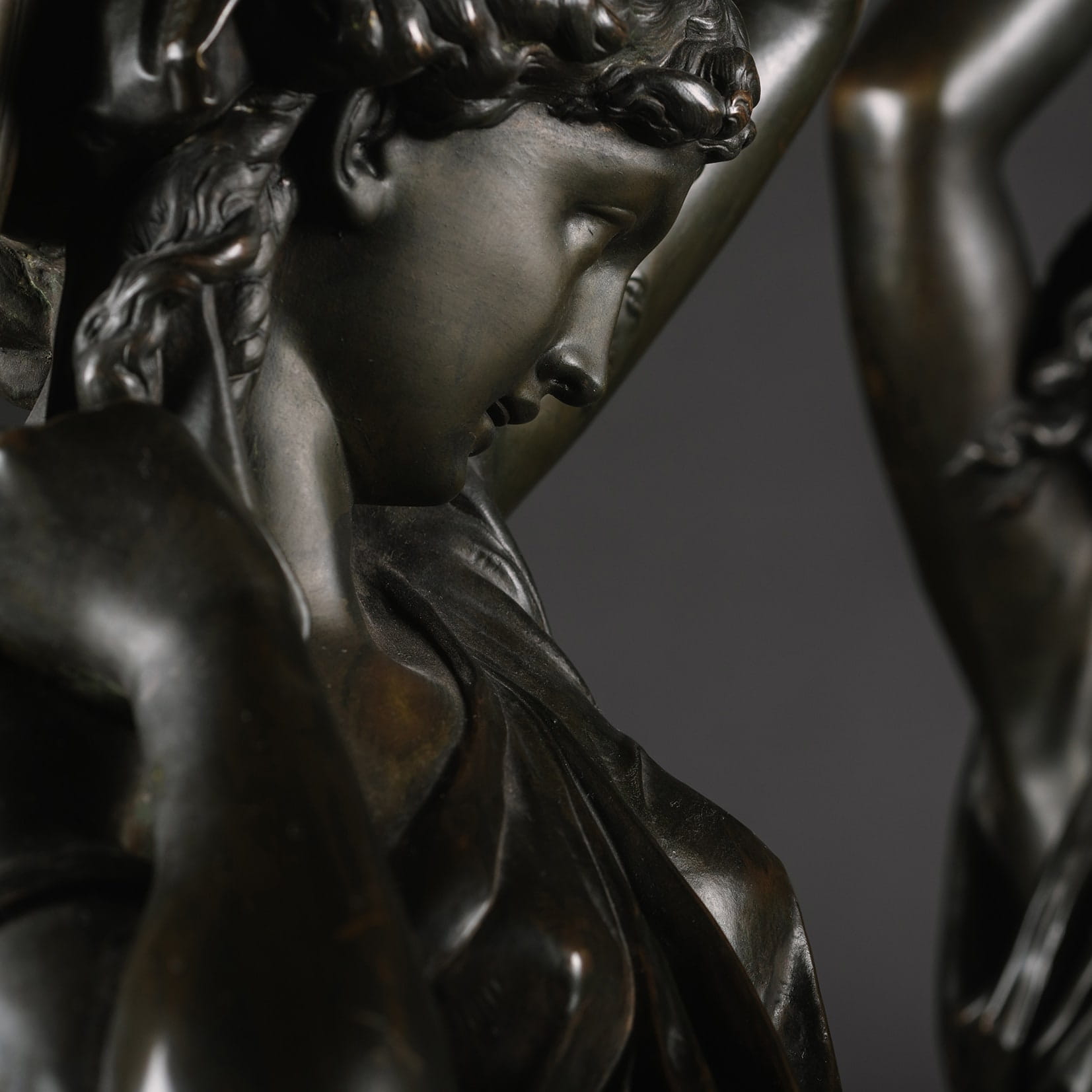 A Pair Of Napoleon III Patinated-Bronze Figures, Modelled As Classically Robed Maidens Bearing Urns - Image 10