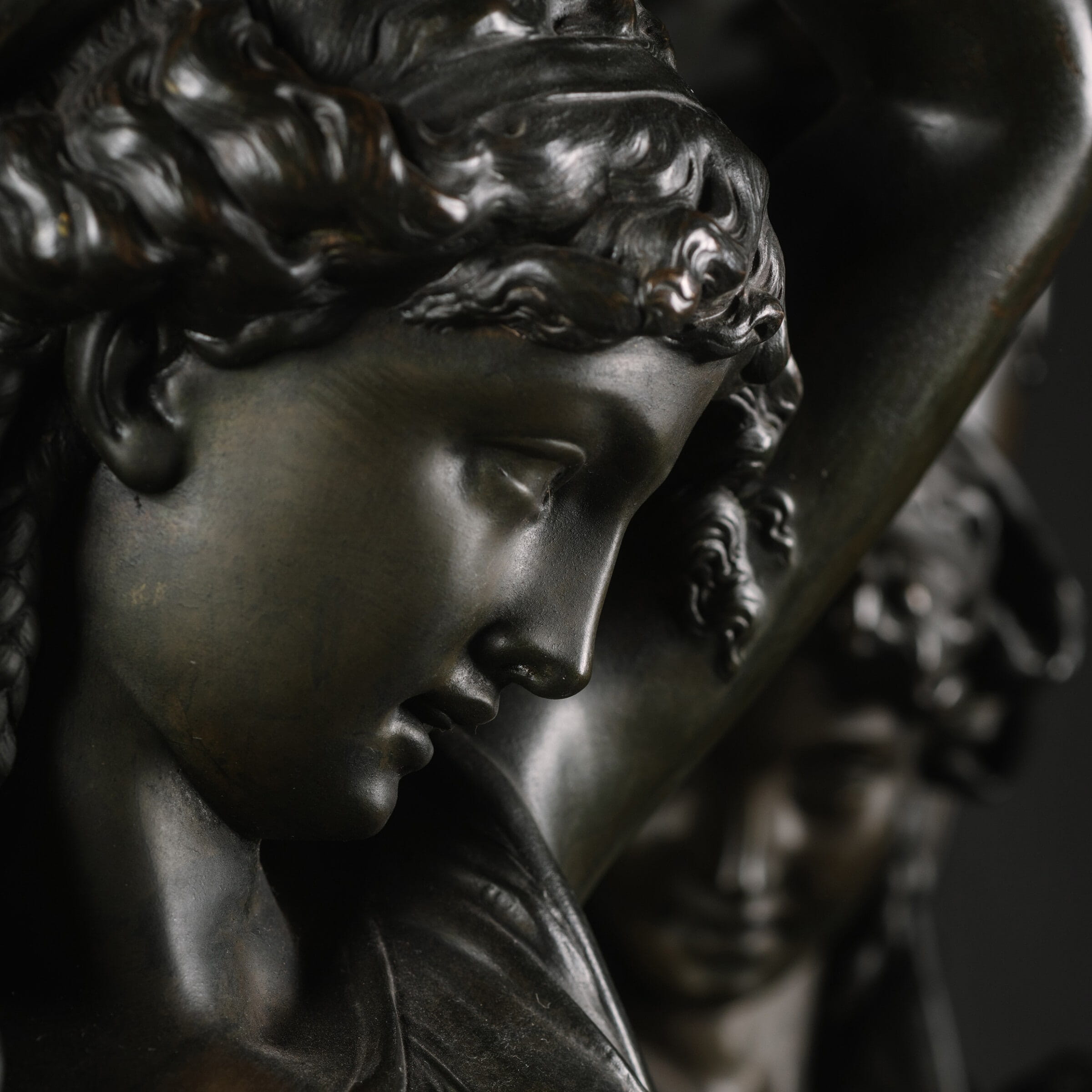 A Pair Of Napoleon III Patinated-Bronze Figures, Modelled As Classically Robed Maidens Bearing Urns - Image 9
